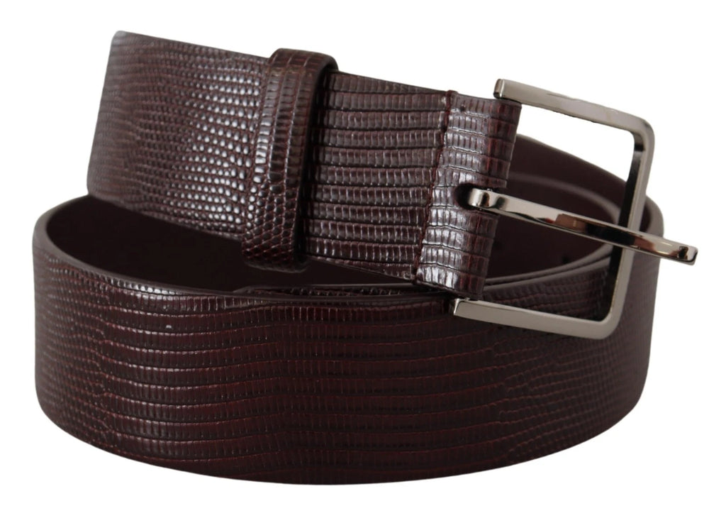 Ceinture Dolce &amp; Gabbana en cuir de veau marron foncé avec boucle en métal et logo argenté