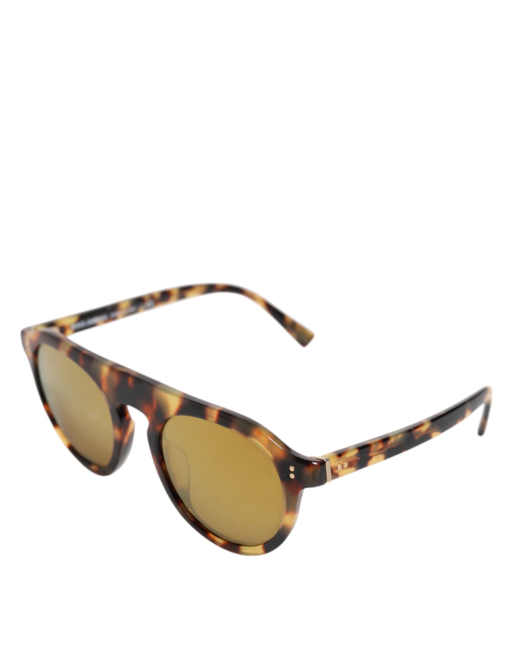 Lunettes de soleil rondes en acétate marron à imprimé léopard Dolce &amp; Gabbana