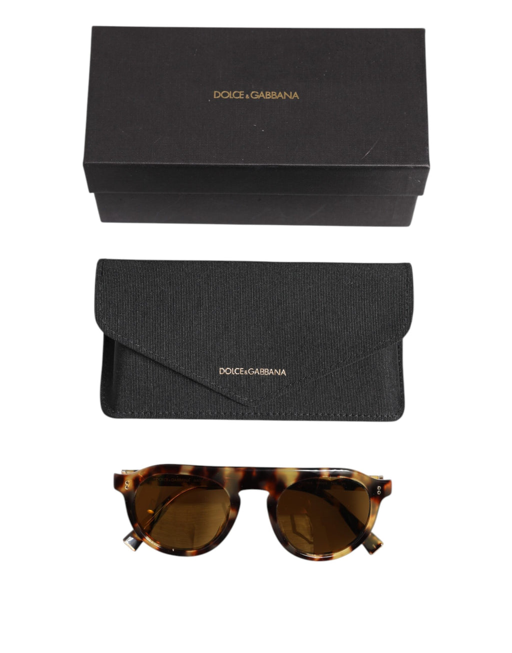 Lunettes de soleil rondes en acétate marron à imprimé léopard Dolce &amp; Gabbana