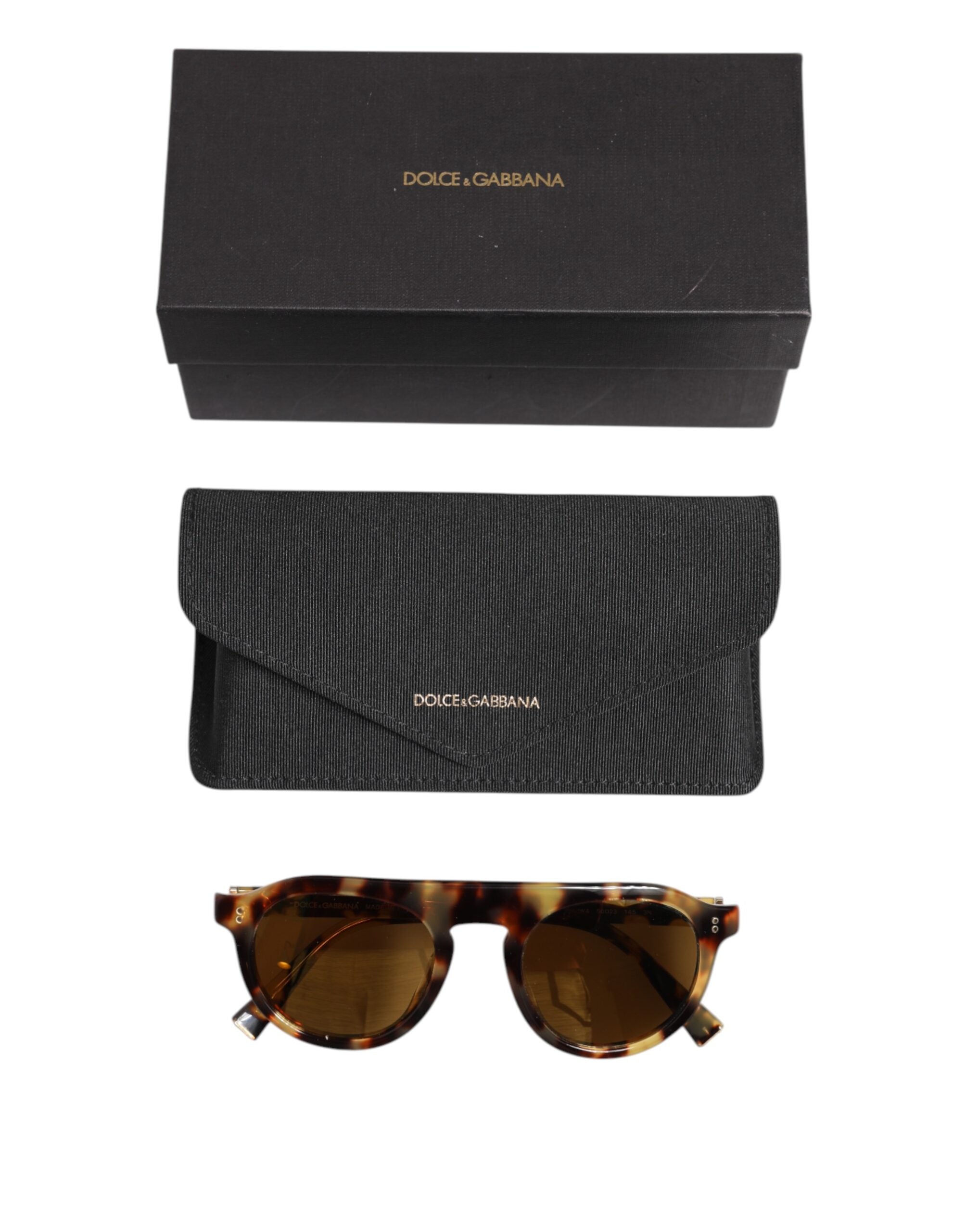 Lunettes de soleil rondes en acétate marron à imprimé léopard Dolce &amp; Gabbana