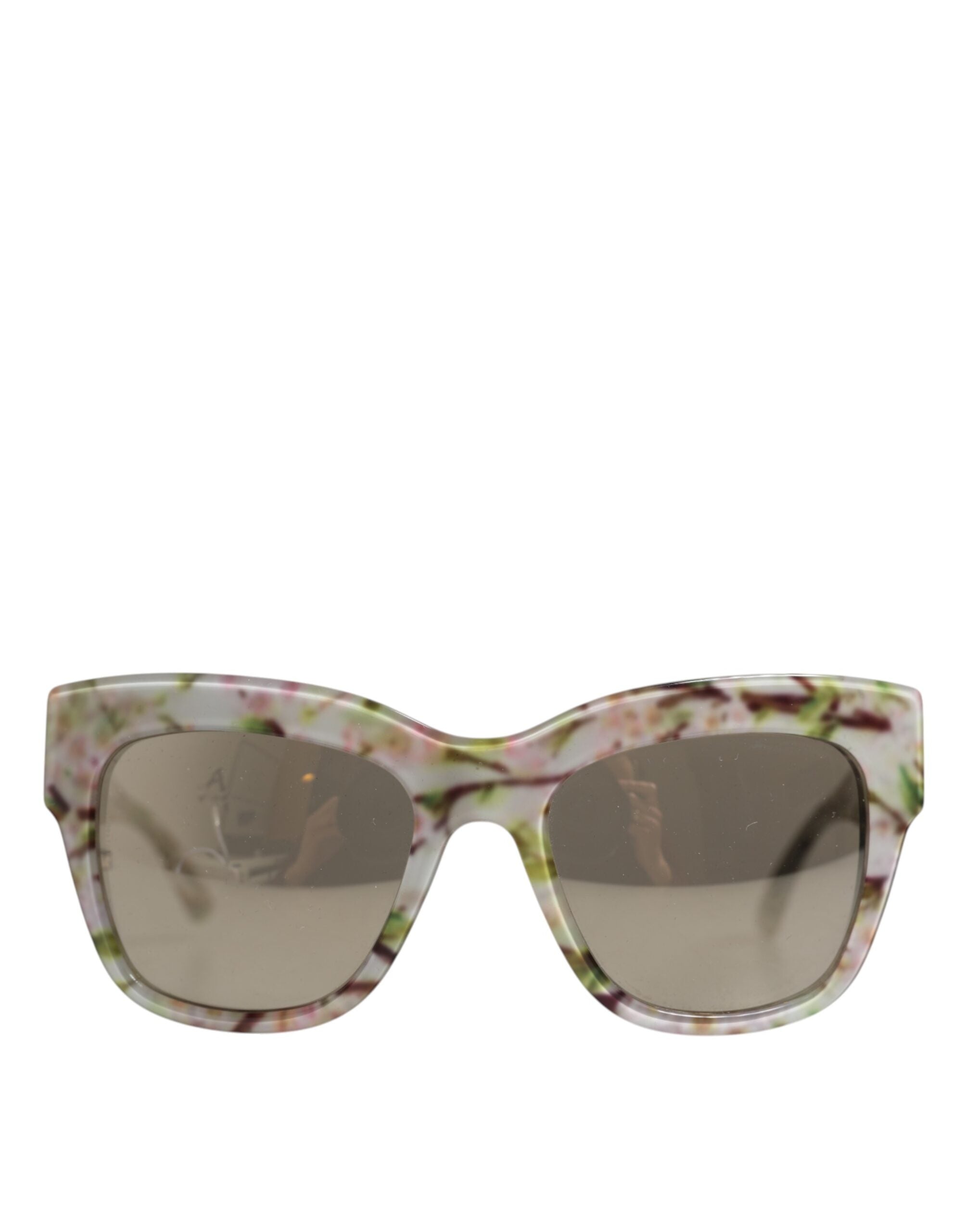 Lunettes de soleil rectangulaires Dolce &amp; Gabbana blanches DG4231F en acétate à motif floral