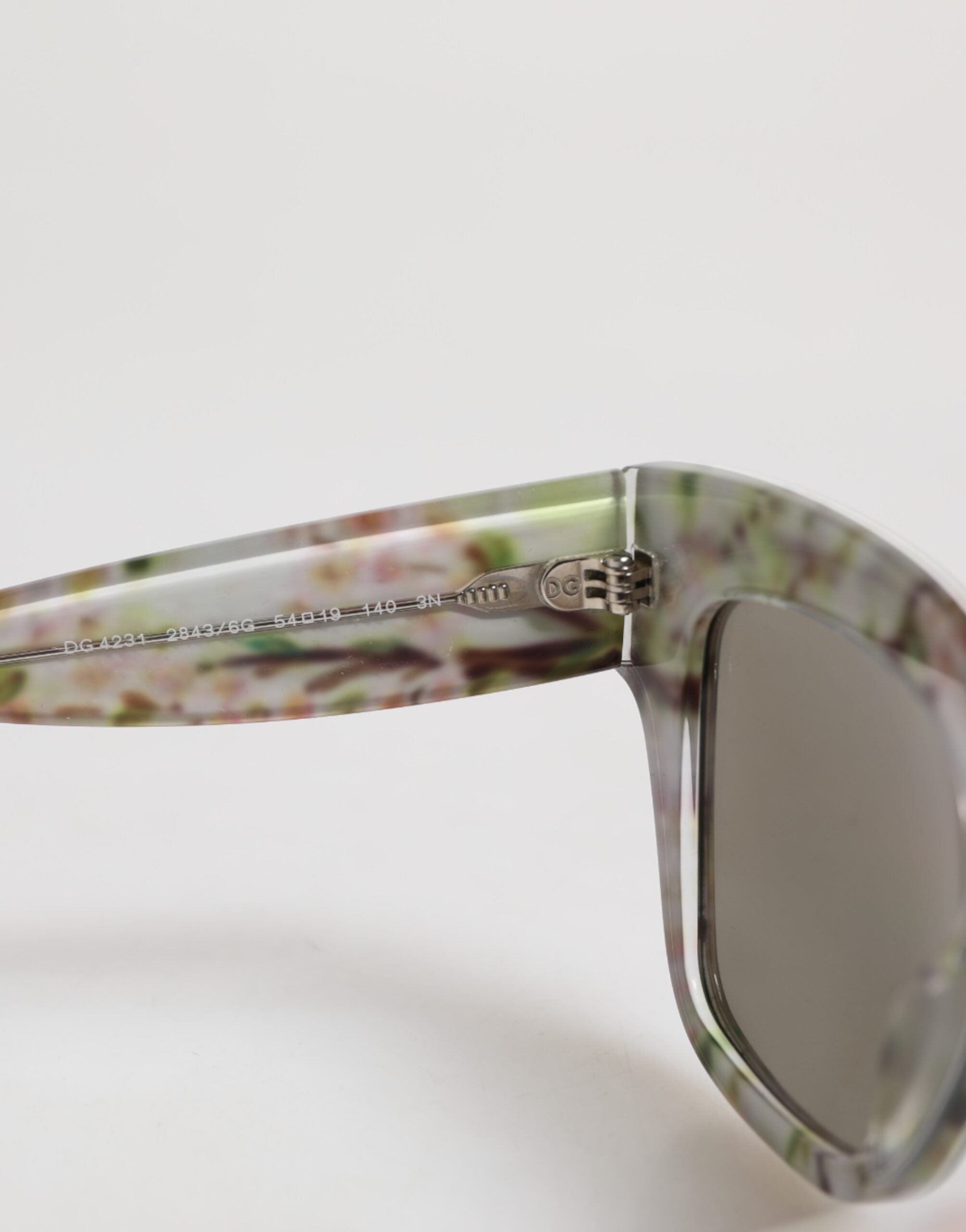 Lunettes de soleil rectangulaires Dolce &amp; Gabbana blanches DG4231F en acétate à motif floral