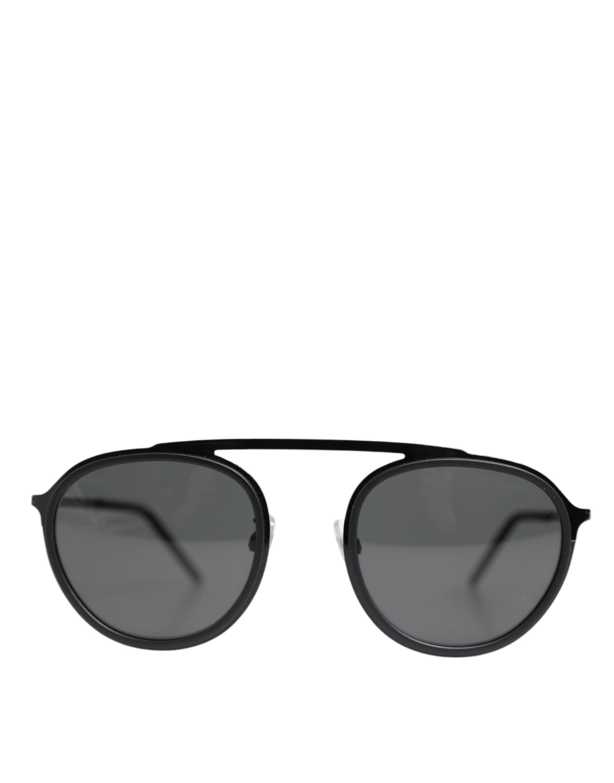 Lunettes de soleil rondes Dolce &amp; Gabbana noir mat DG2276 à monture métallique