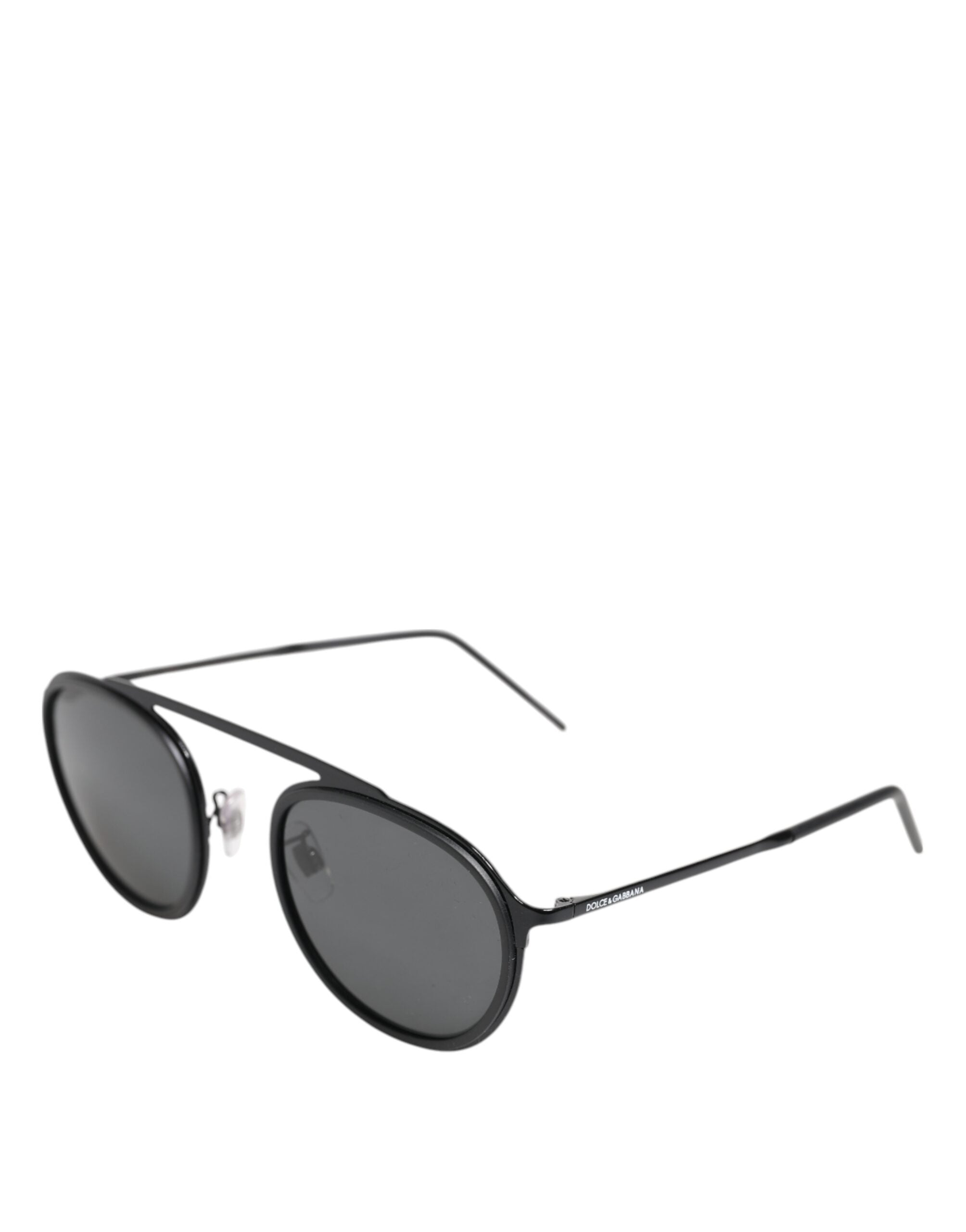 Lunettes de soleil rondes Dolce &amp; Gabbana noir mat DG2276 à monture métallique