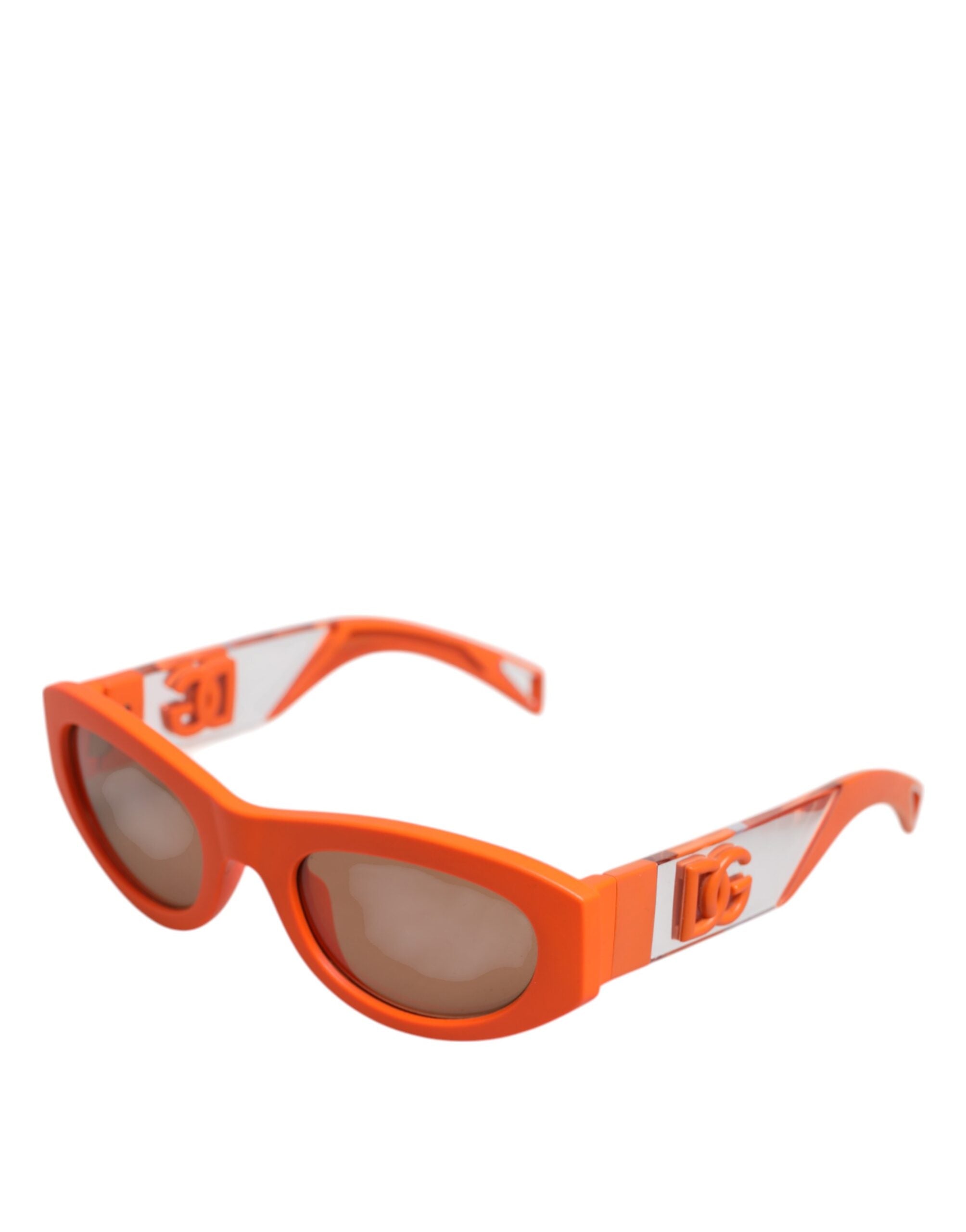 Lunettes de soleil à monture ovale orange Reborn To Live de Dolce &amp; Gabbana avec logo