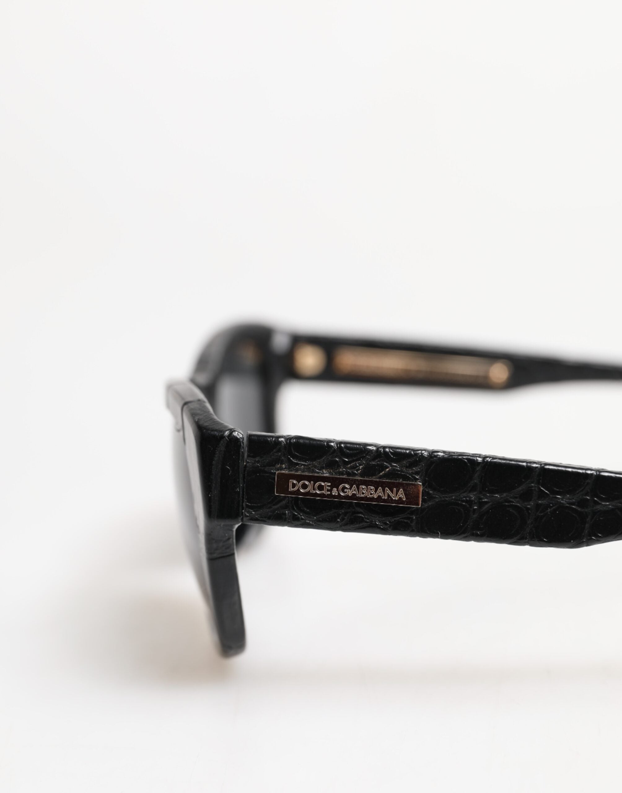 Dolce &amp; Gabbana – Sonnenbrille mit getönten Gläsern und schwarzem Lederrahmen DG4177
