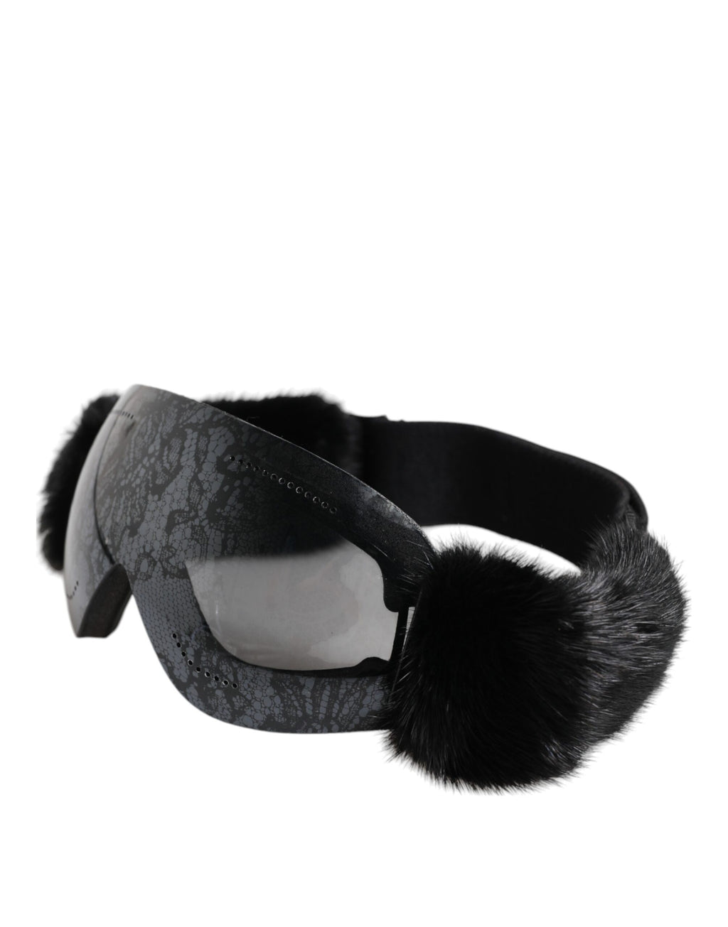 Lunettes de soleil Dolce &amp; Gabbana noires BI0759 en dentelle effet miroir pour masque de ski