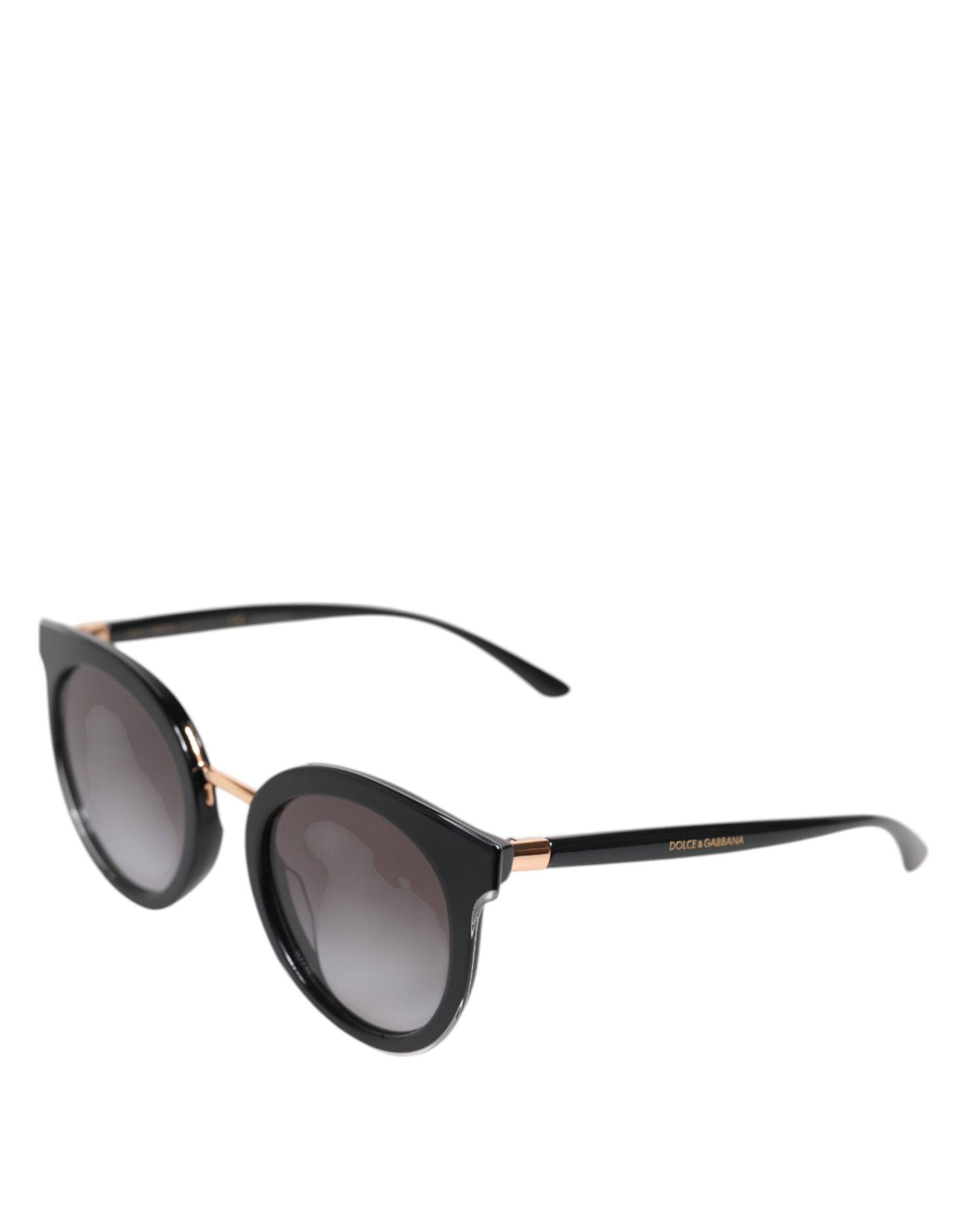 Dolce &amp; Gabbana – Runde Sonnenbrille DG4371-F mit transparentem Rand in Schwarz