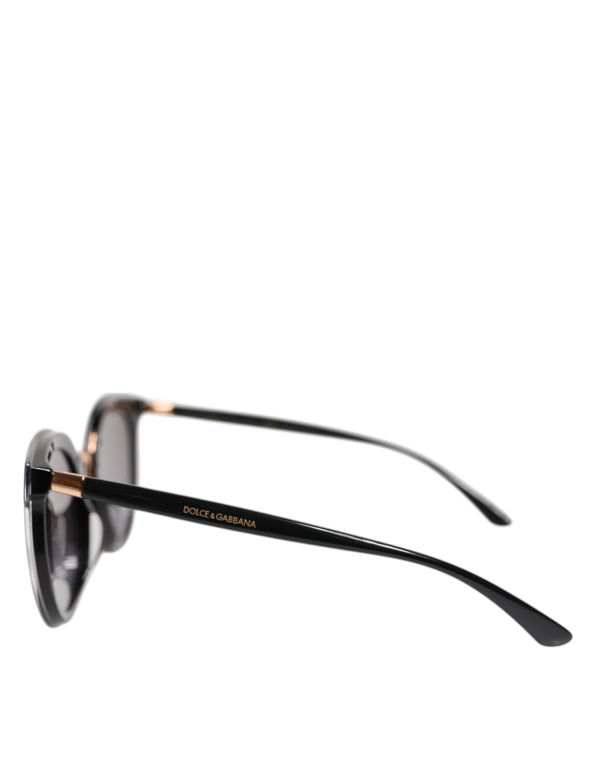 Dolce &amp; Gabbana – Runde Sonnenbrille DG4371-F mit transparentem Rand in Schwarz