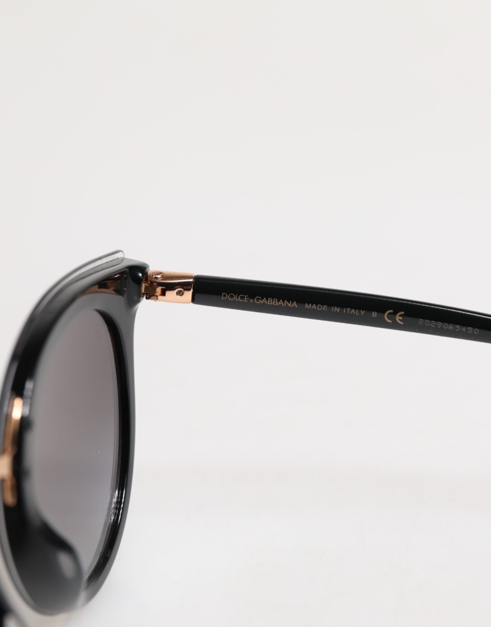 Dolce &amp; Gabbana – Runde Sonnenbrille DG4371-F mit transparentem Rand in Schwarz