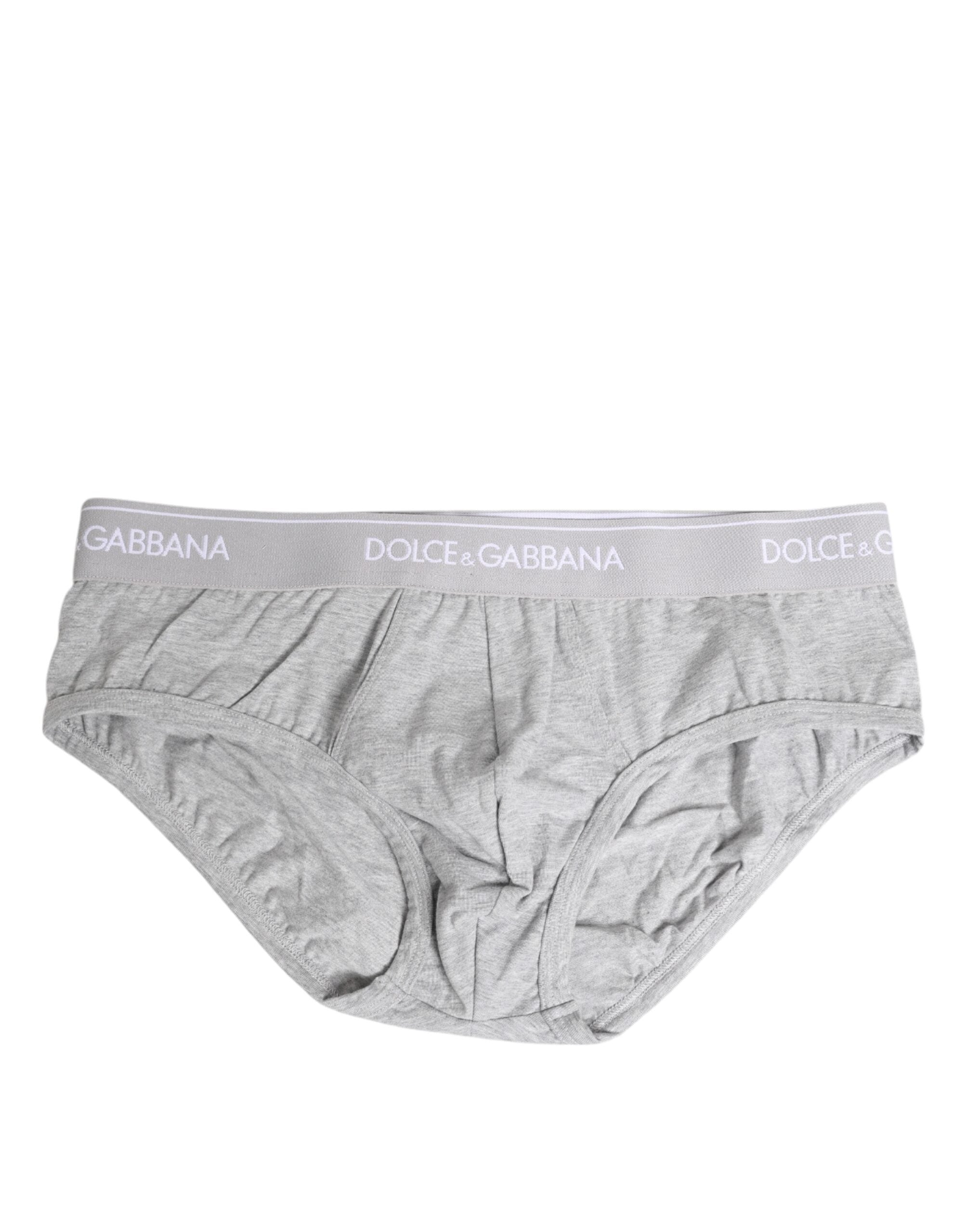Dolce &amp; Gabbana Graue Baumwoll-Stretch-Slip-Unterhose