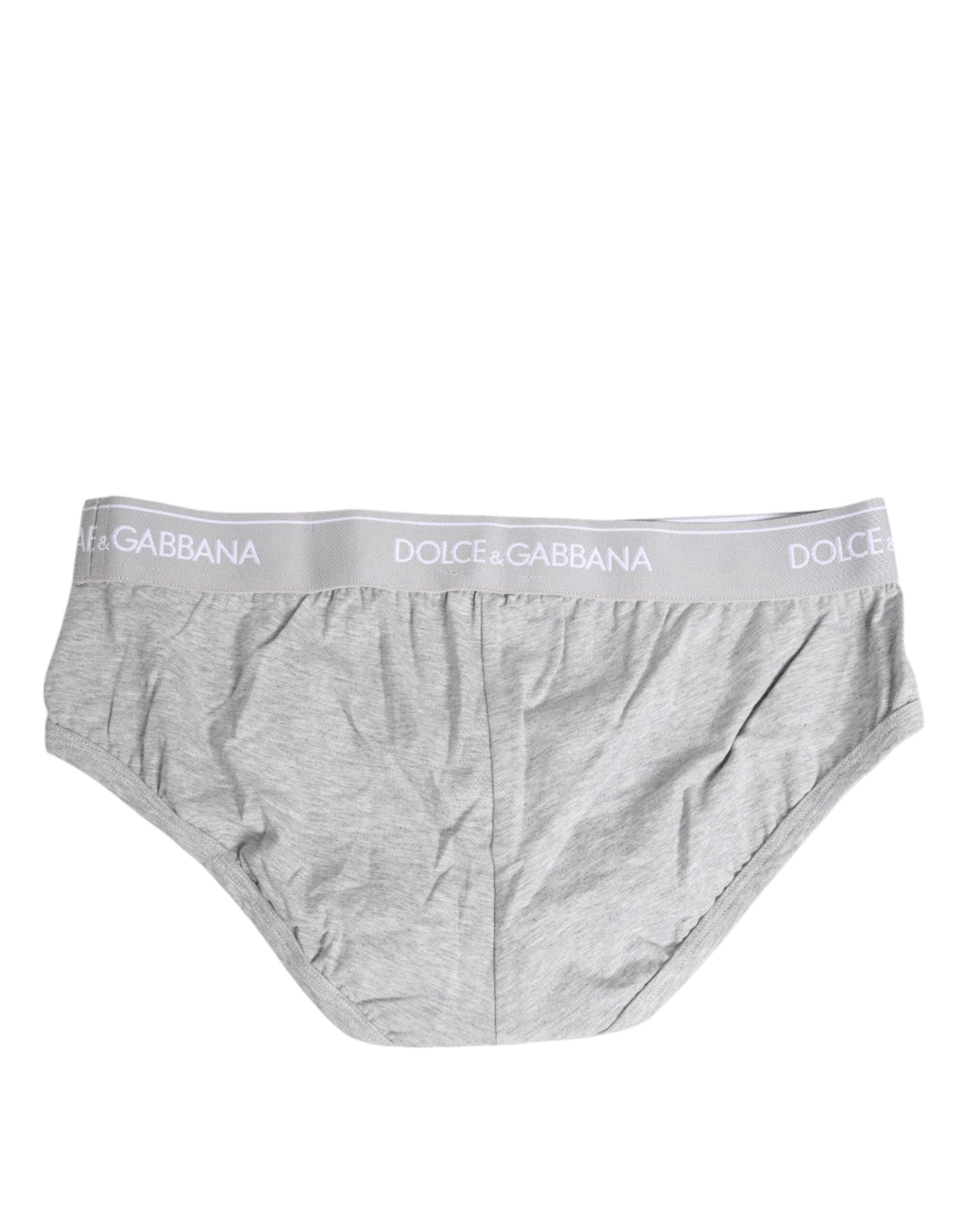Dolce &amp; Gabbana Graue Baumwoll-Stretch-Slip-Unterhose