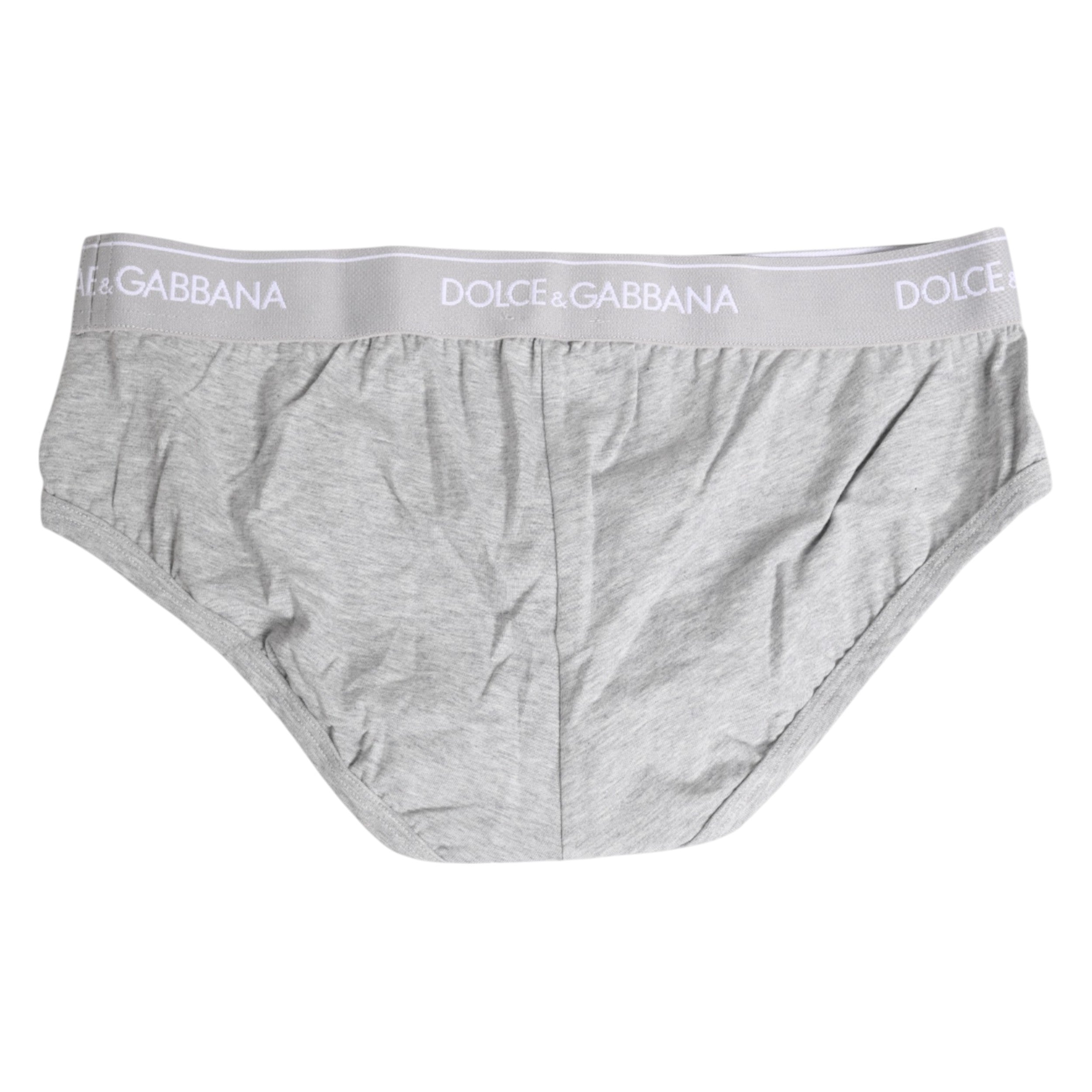 Dolce &amp; Gabbana Graue Baumwoll-Stretch-Slip-Unterhose