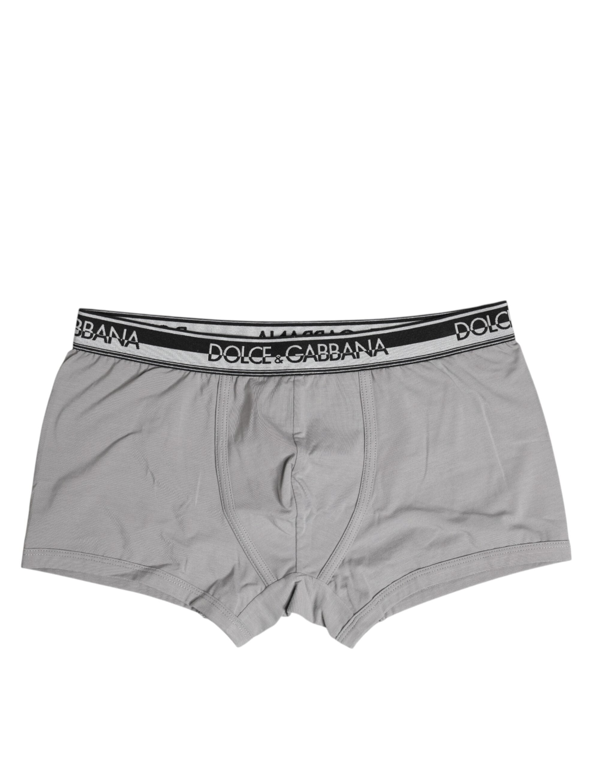Dolce &amp; Gabbana – Boxershorts aus grauer Stretch-Baumwolle in regulärer Passform