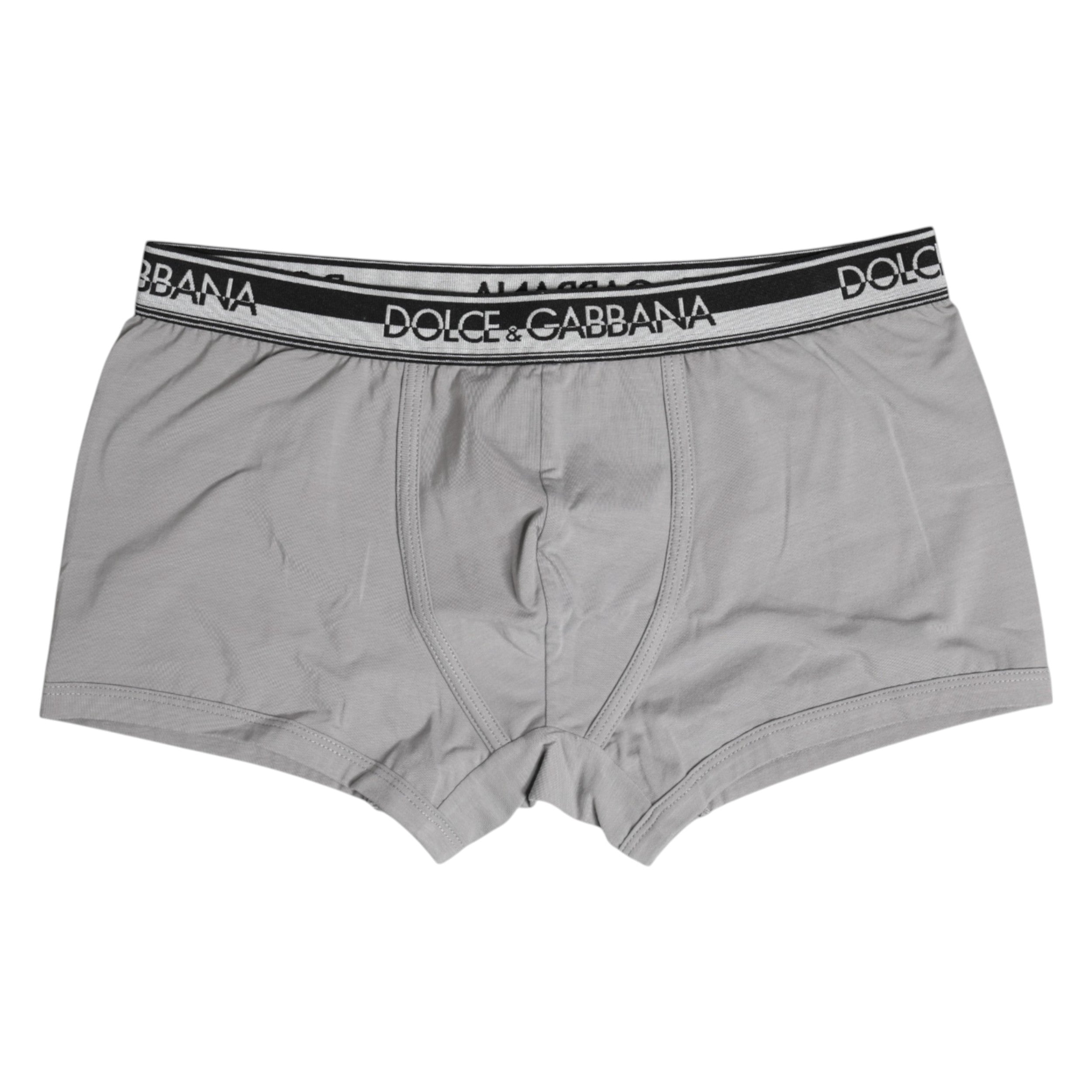 Dolce &amp; Gabbana – Boxershorts aus grauer Stretch-Baumwolle in regulärer Passform