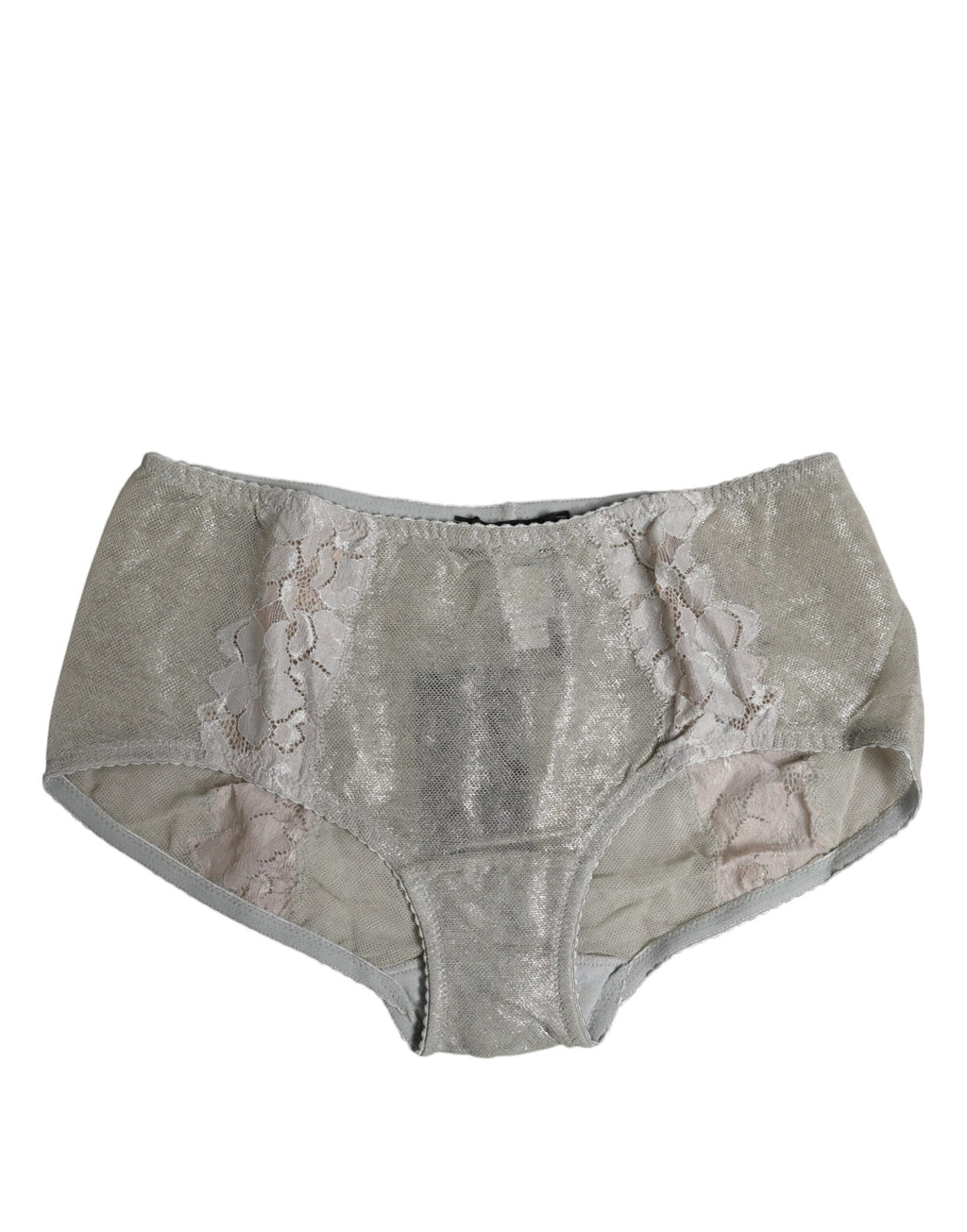 Dolce &amp; Gabbana – Graue Höschenunterwäsche aus Baumwoll-Blumenspitze mit hoher Taille