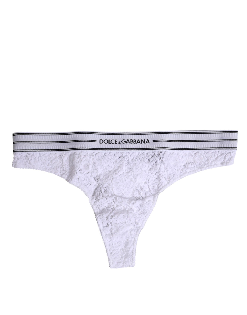 Dolce &amp; Gabbana – Weiße Unterhose aus Nylon mit floraler Spitze