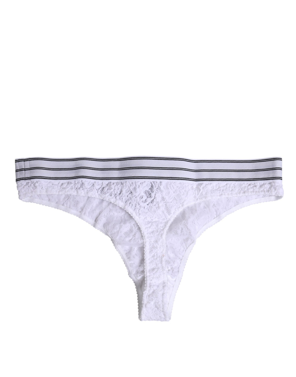 Dolce &amp; Gabbana – Weiße Unterhose aus Nylon mit floraler Spitze