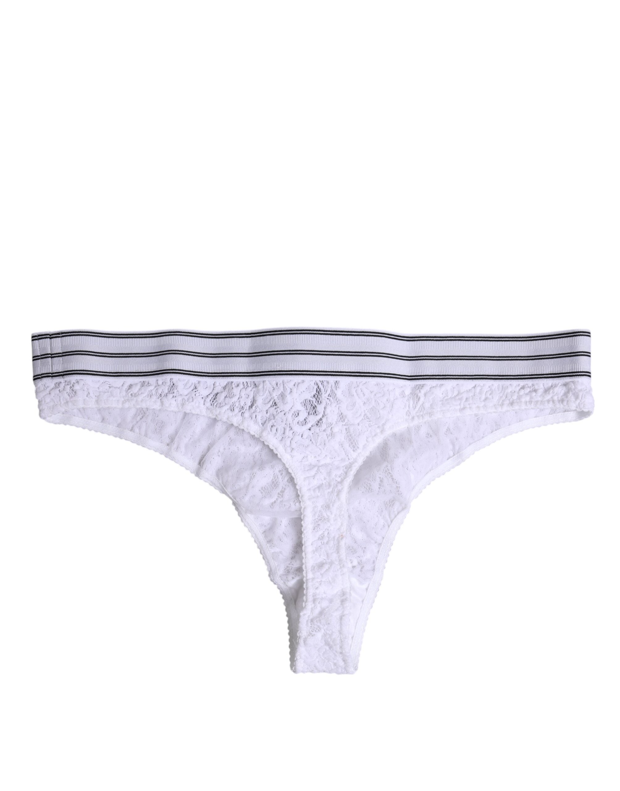Dolce &amp; Gabbana – Weiße Unterhose aus Nylon mit floraler Spitze