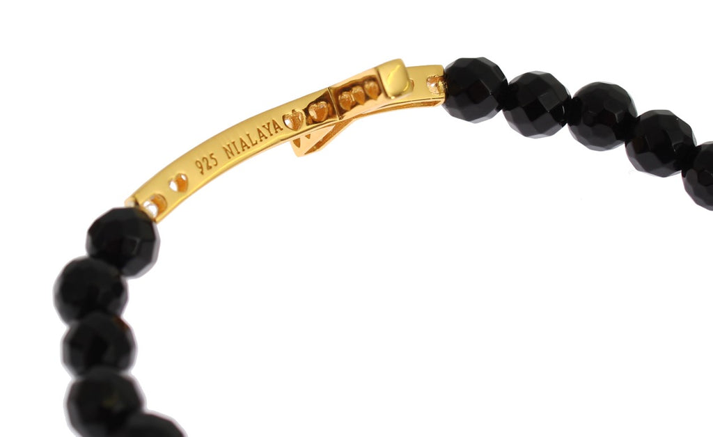 Bracelet Nialaya en argent sterling plaqué or avec croix en diamants CZ