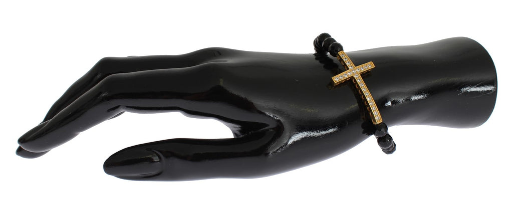 Bracelet Nialaya en argent sterling plaqué or avec croix en diamants CZ
