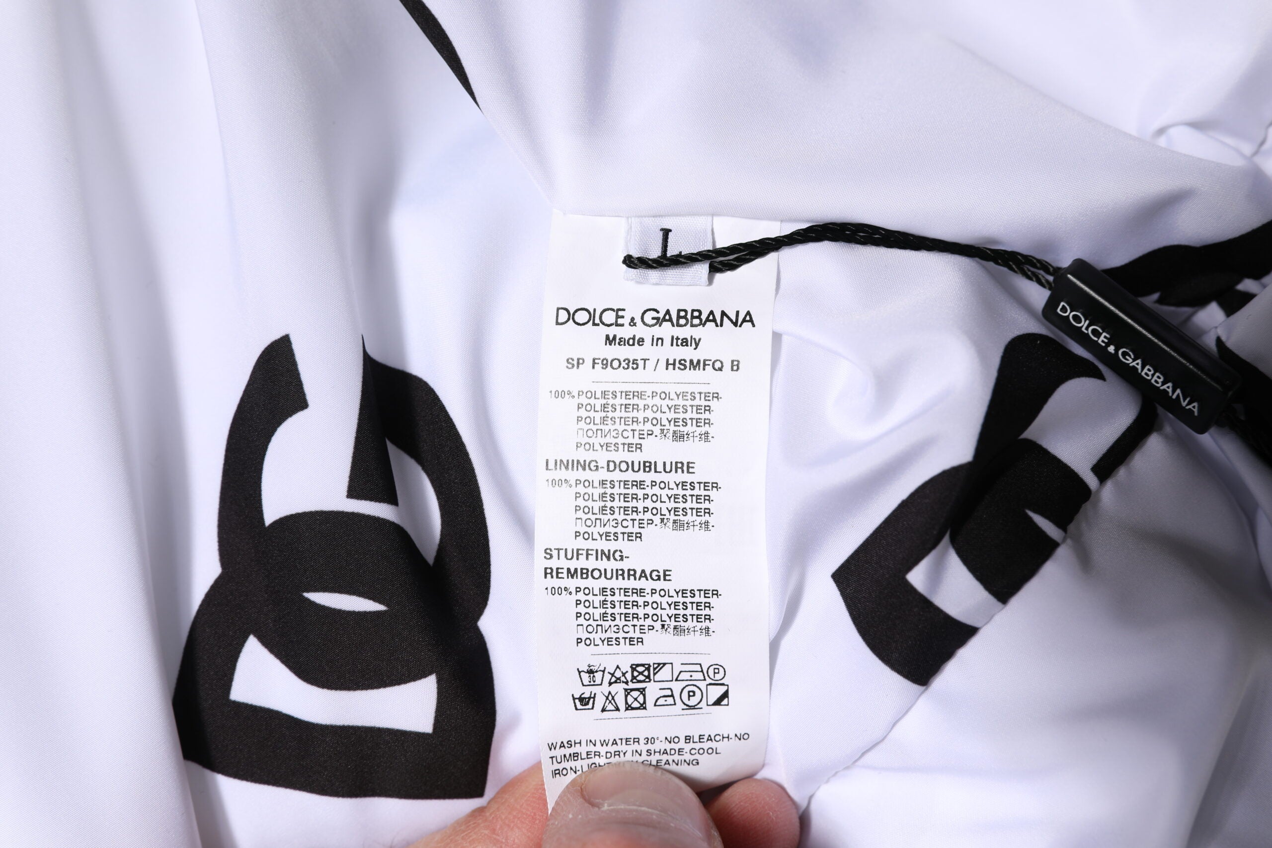 Dolce &amp; Gabbana Weiß-Schwarze DG Mania-Steppjacke aus Polyester