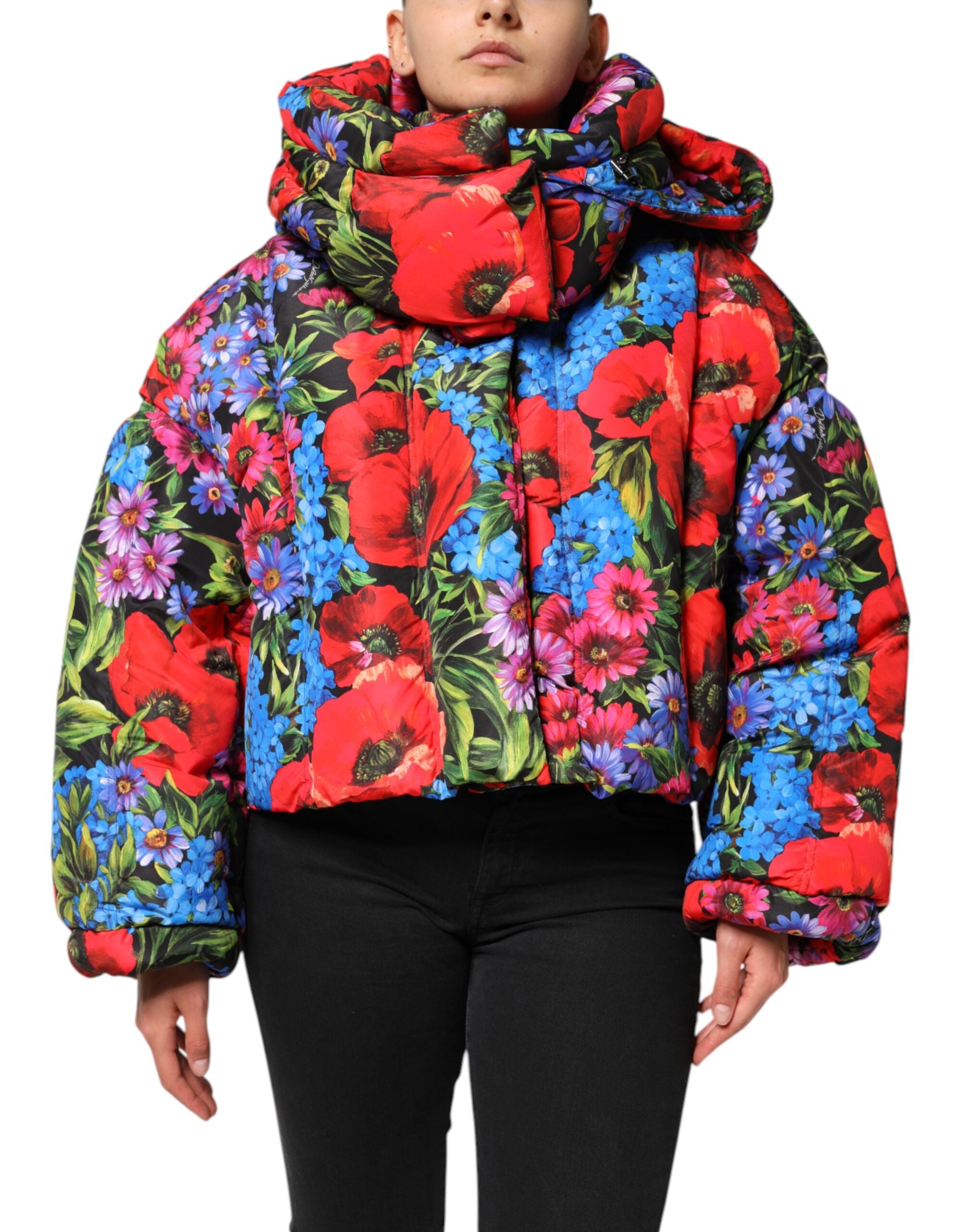 Dolce &amp; Gabbana – Pufferjacke mit Kapuze und mehrfarbigem Blumenmuster