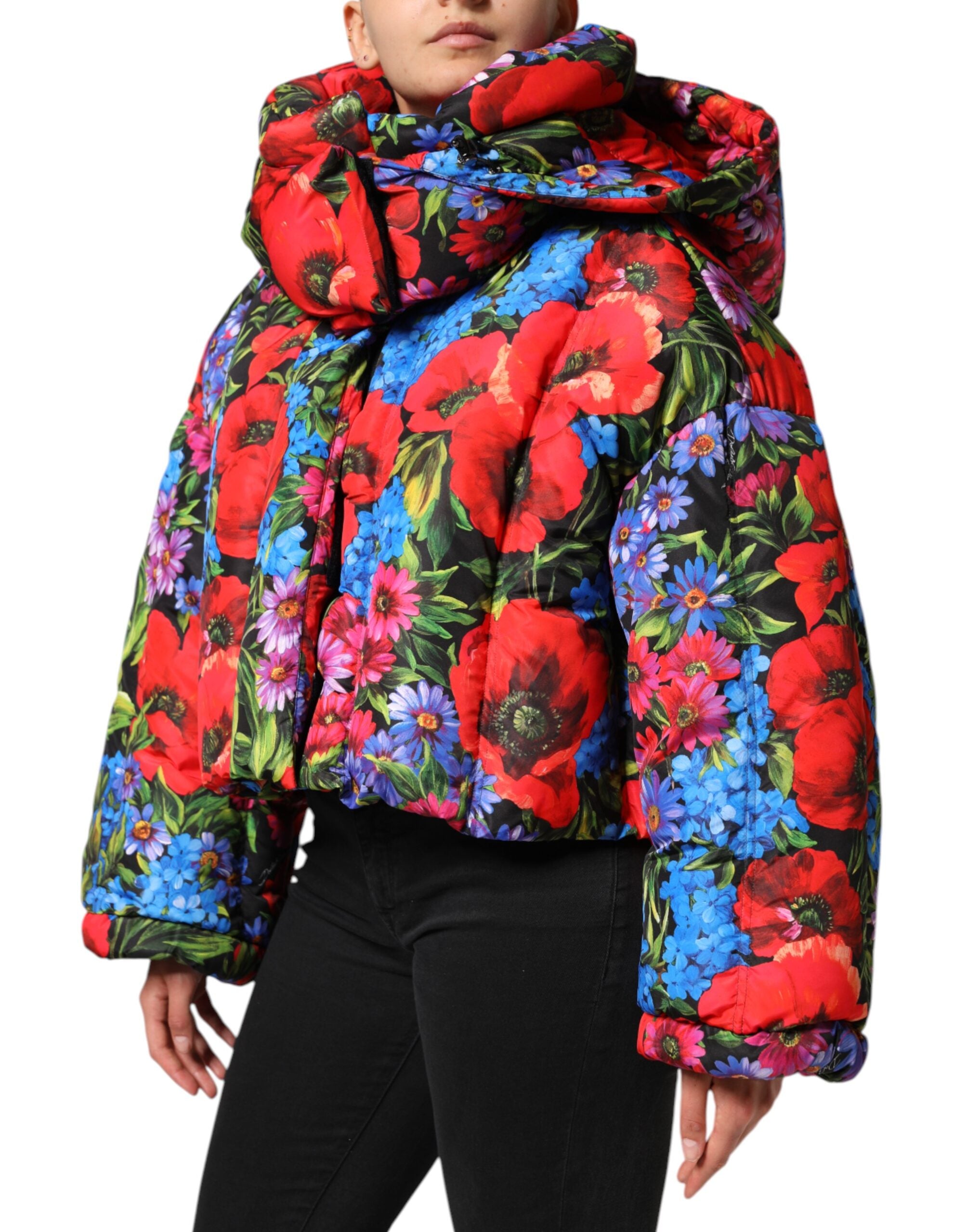 Dolce &amp; Gabbana – Pufferjacke mit Kapuze und mehrfarbigem Blumenmuster