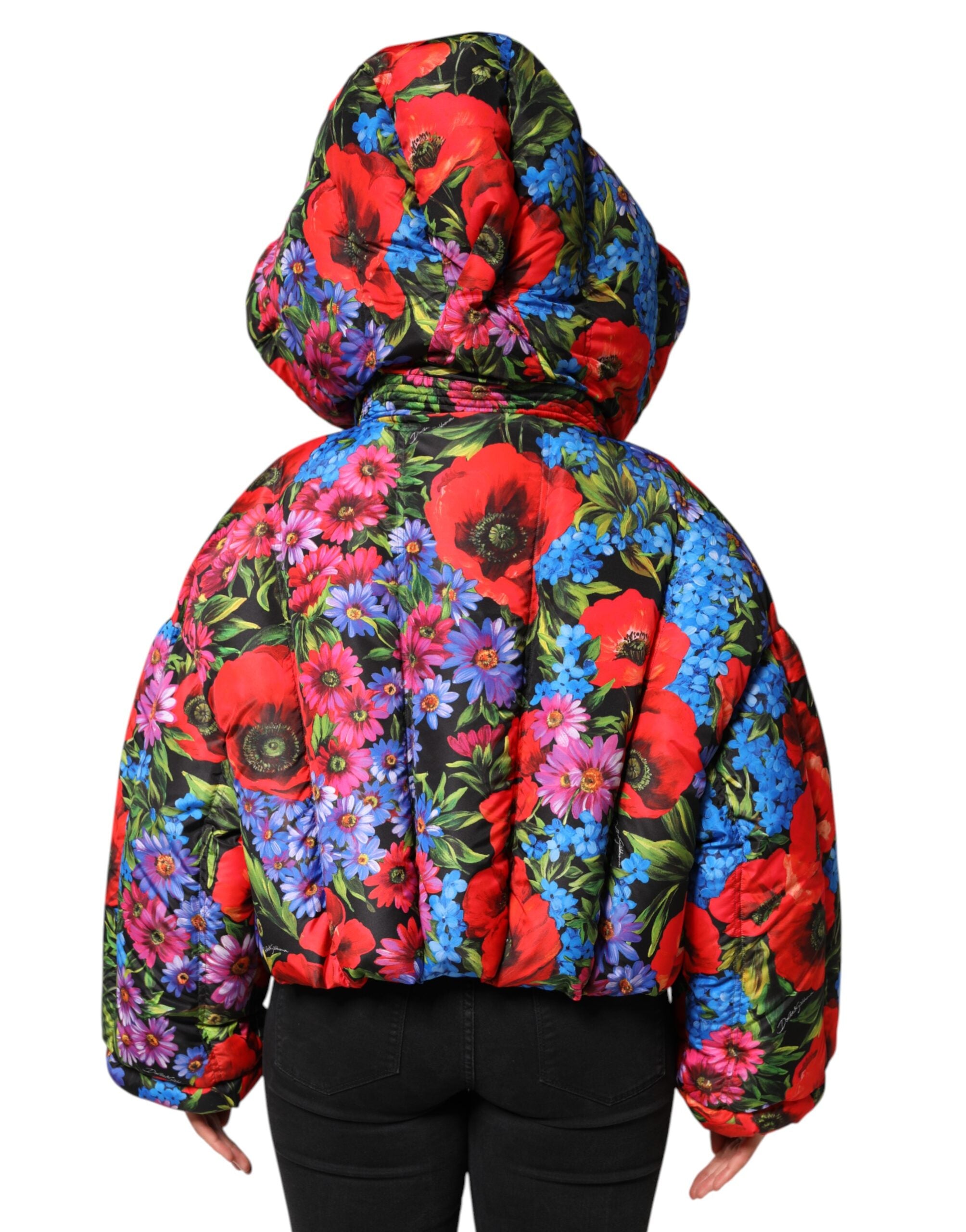 Dolce &amp; Gabbana – Pufferjacke mit Kapuze und mehrfarbigem Blumenmuster