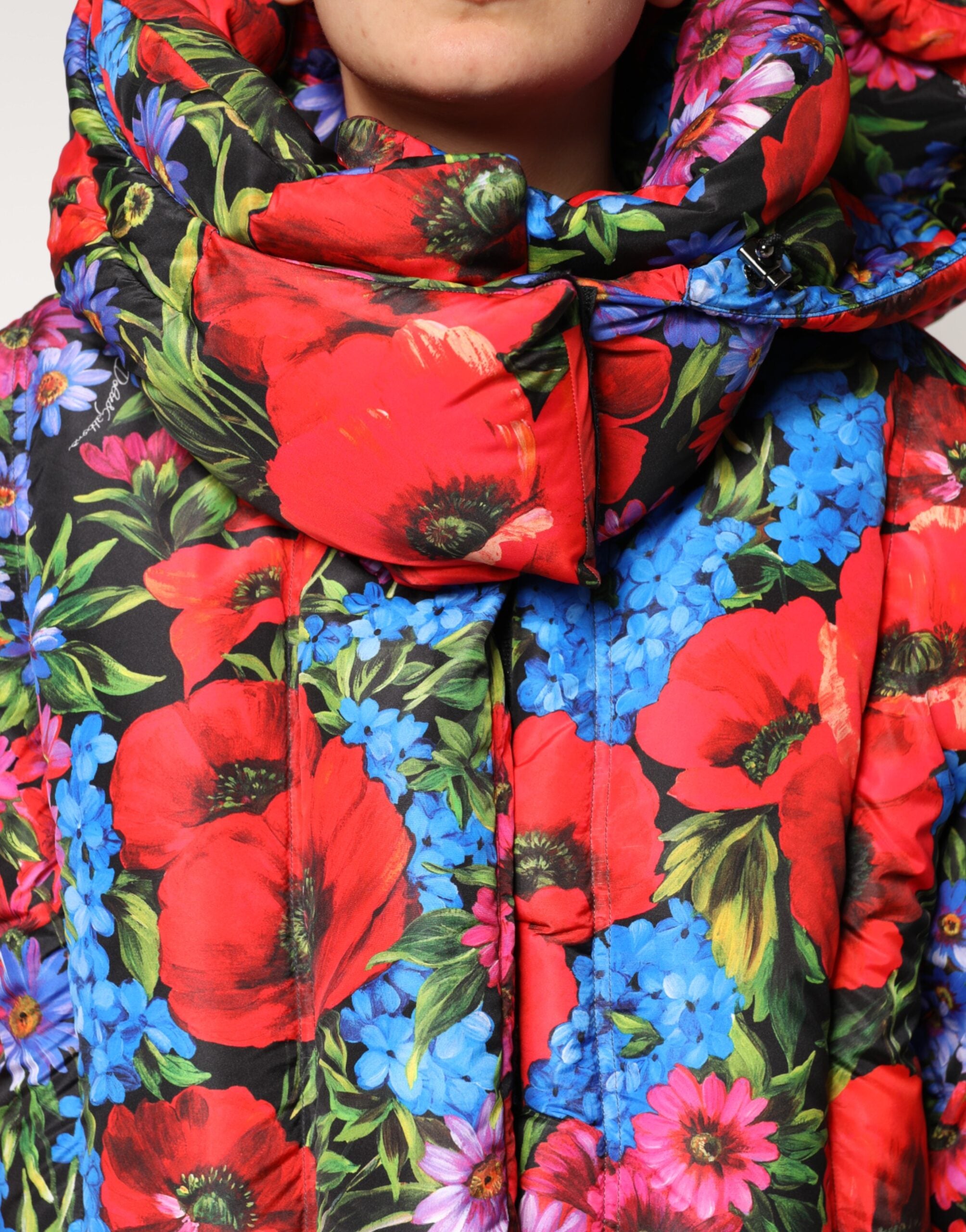 Dolce &amp; Gabbana – Pufferjacke mit Kapuze und mehrfarbigem Blumenmuster