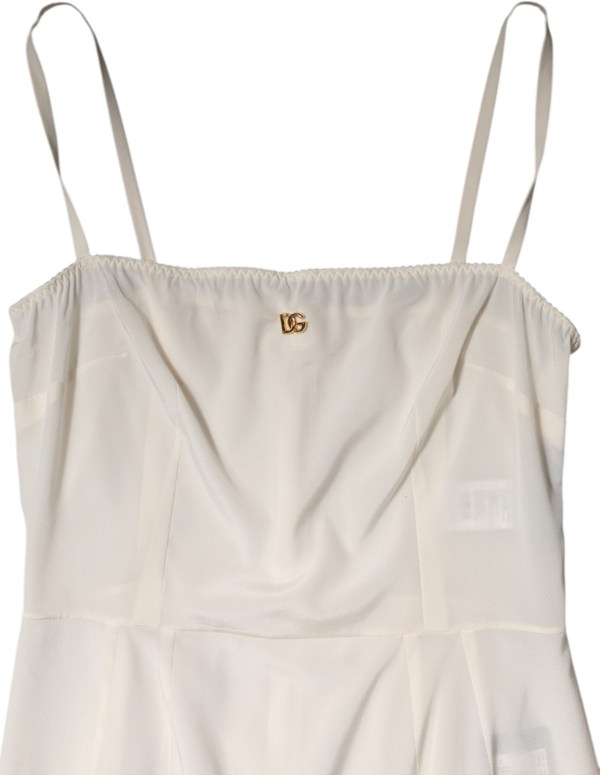 Robe de nuit en soie blanche à enfiler avec logo DG Dolce &amp; Gabbana