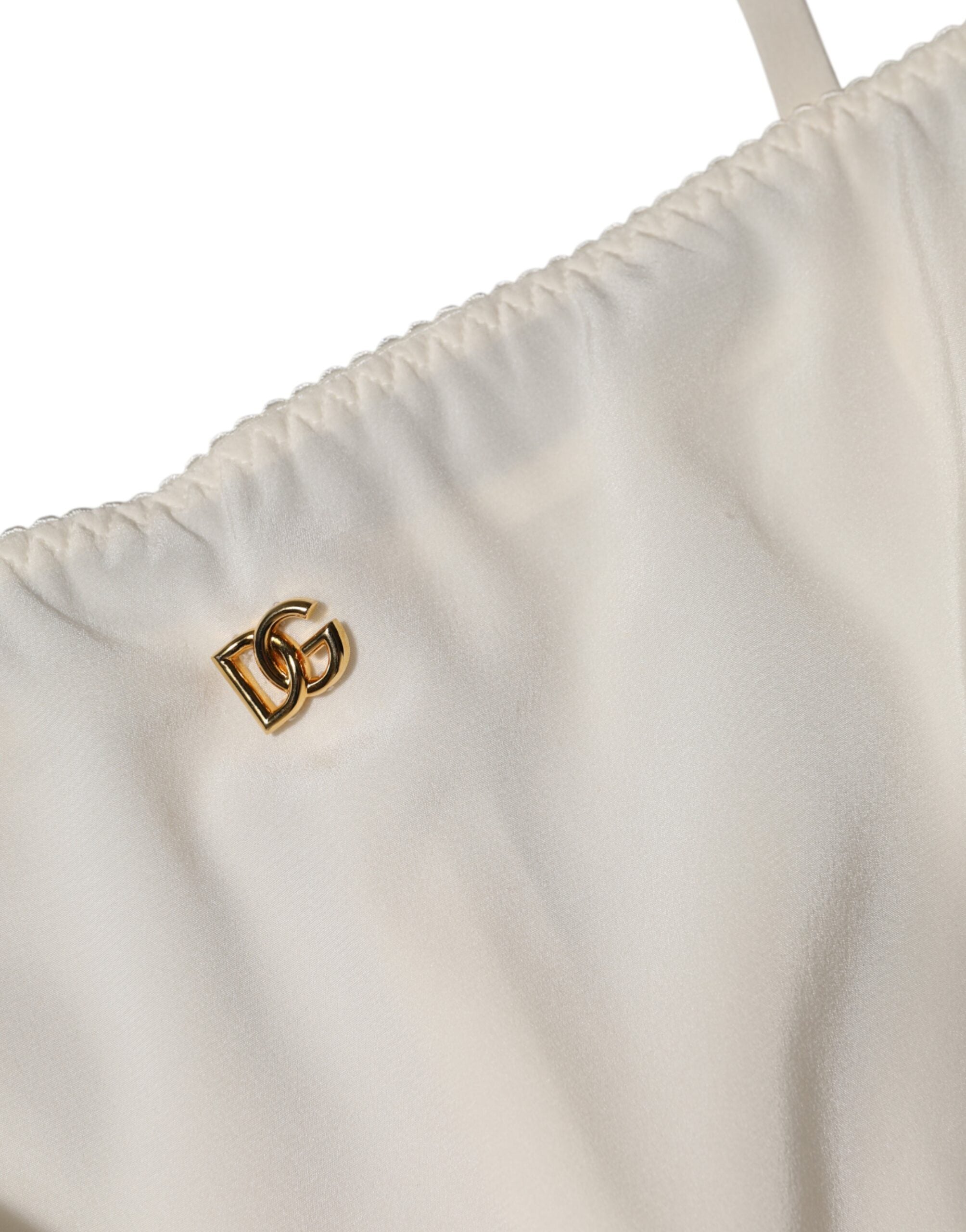 Robe de nuit en soie blanche à enfiler avec logo DG Dolce &amp; Gabbana