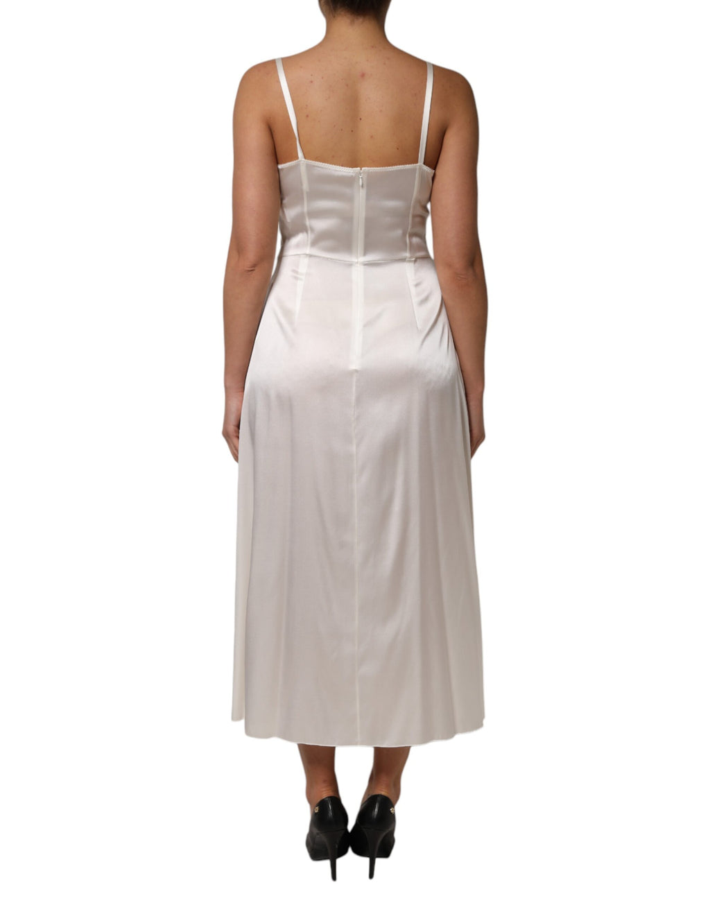 Robe de nuit en soie blanche à logo DG Dolce &amp; Gabbana