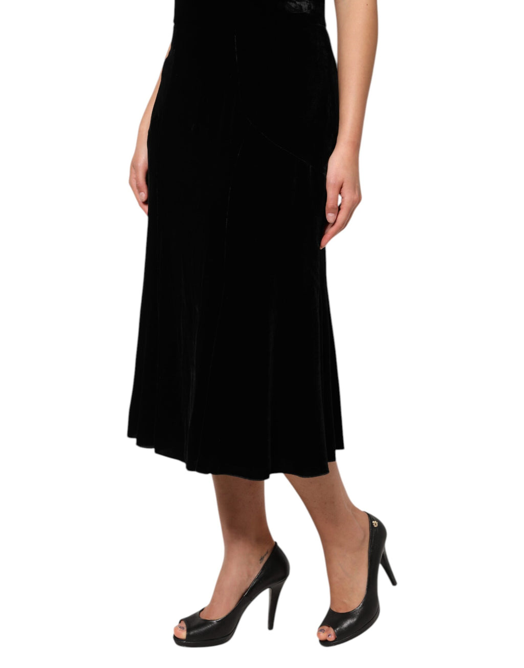 Jupe midi évasée taille haute noire Dolce &amp; Gabbana
