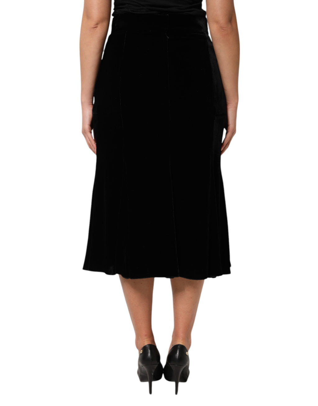 Jupe midi évasée taille haute noire Dolce &amp; Gabbana