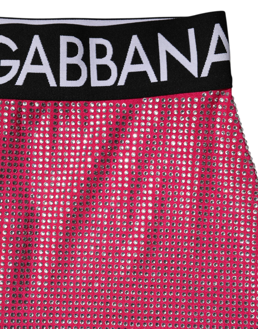 Mini-jupe à logo ornée de strass roses Dolce &amp; Gabbana