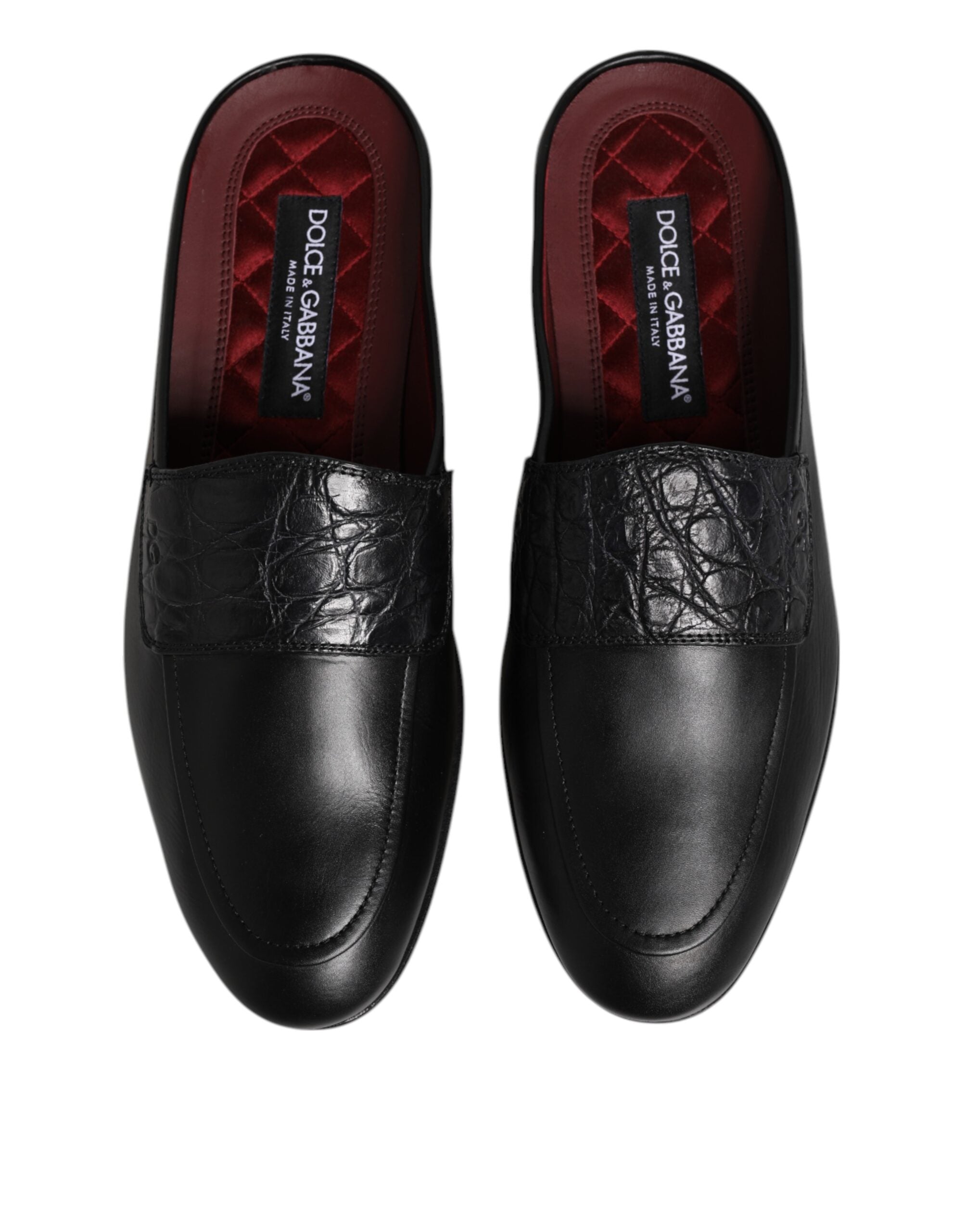 Mocassins à enfiler en cuir de veau noir Dolce &amp; Gabbana