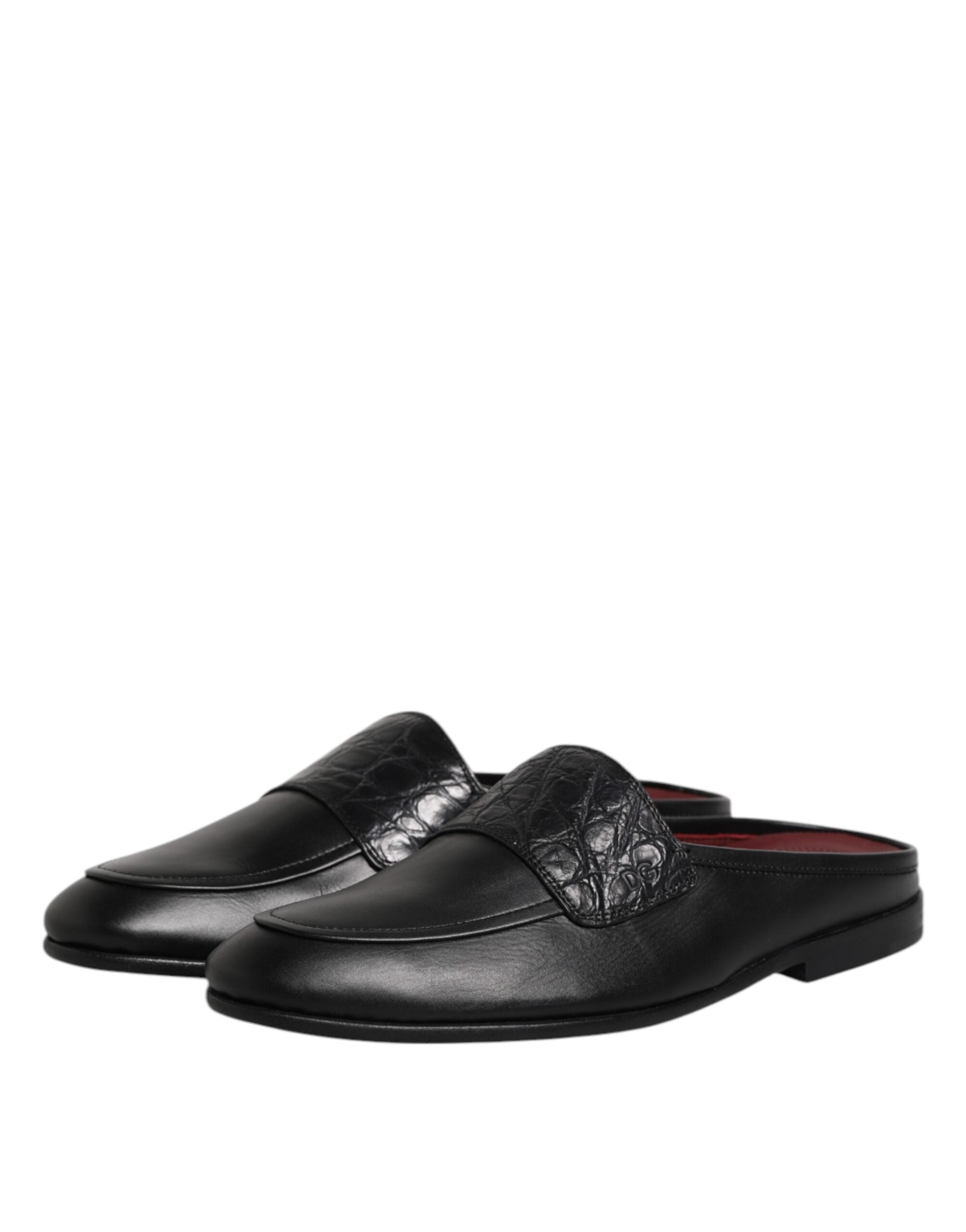 Mocassins à enfiler en cuir de veau noir Dolce &amp; Gabbana