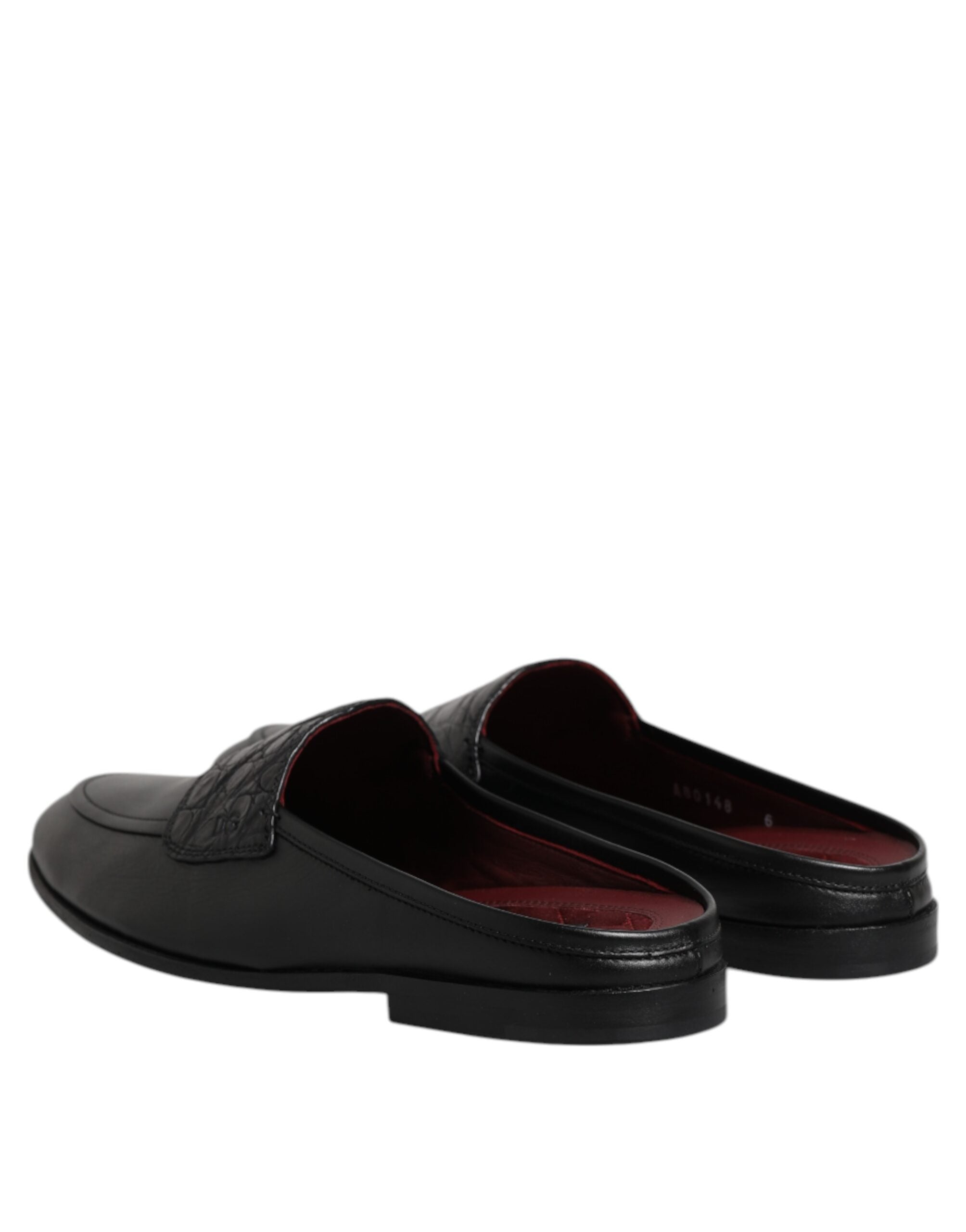 Mocassins à enfiler en cuir de veau noir Dolce &amp; Gabbana