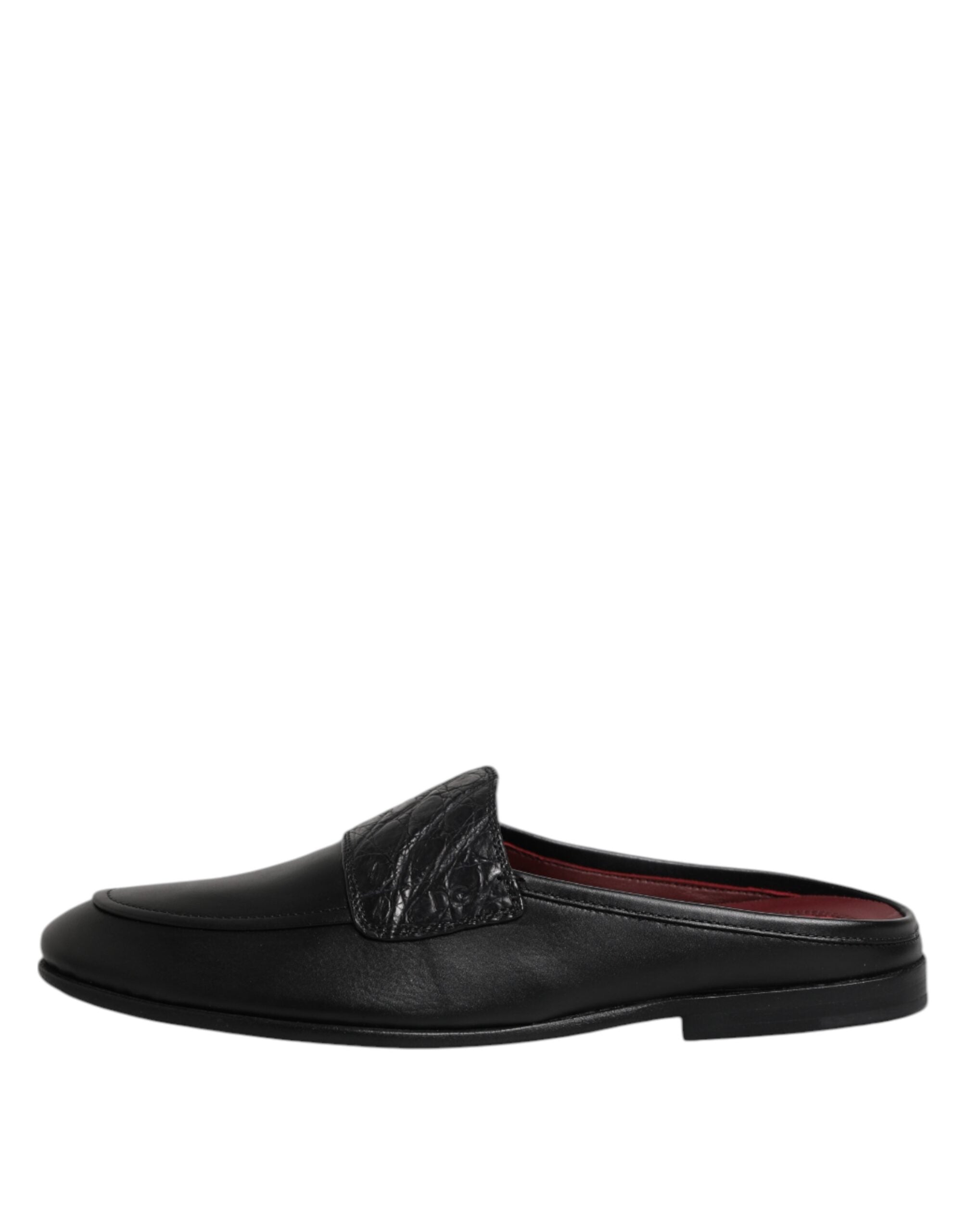 Mocassins à enfiler en cuir de veau noir Dolce &amp; Gabbana