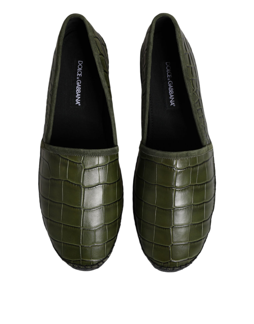 Espadrilles à enfiler en cuir exotique vert Dolce &amp; Gabbana