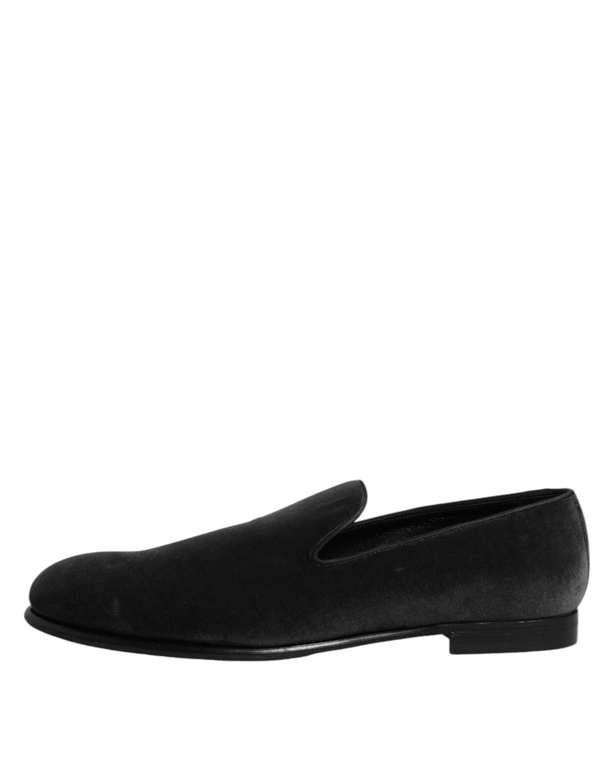 Mocassins à enfiler en velours noir Dolce &amp; Gabbana Chaussures habillées