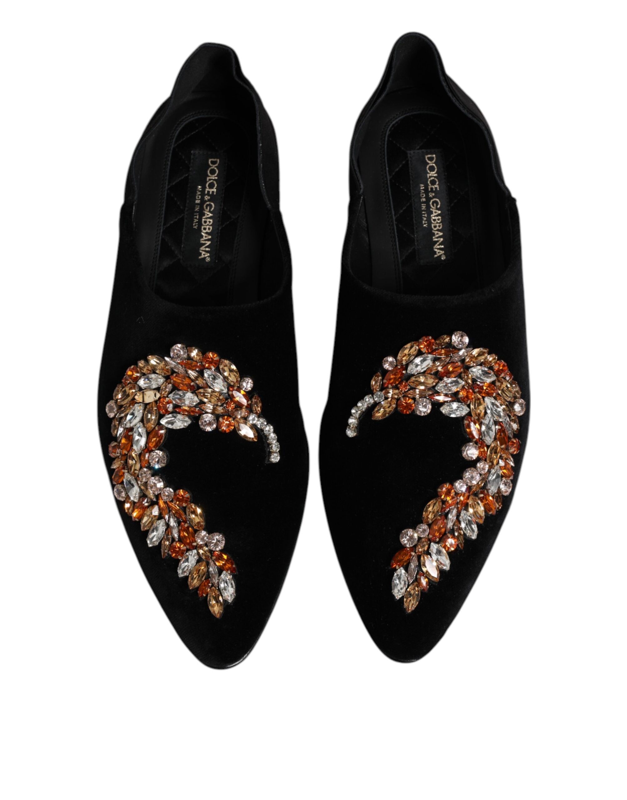 Mocassins à enfiler Dolce &amp; Gabbana en velours noir orné