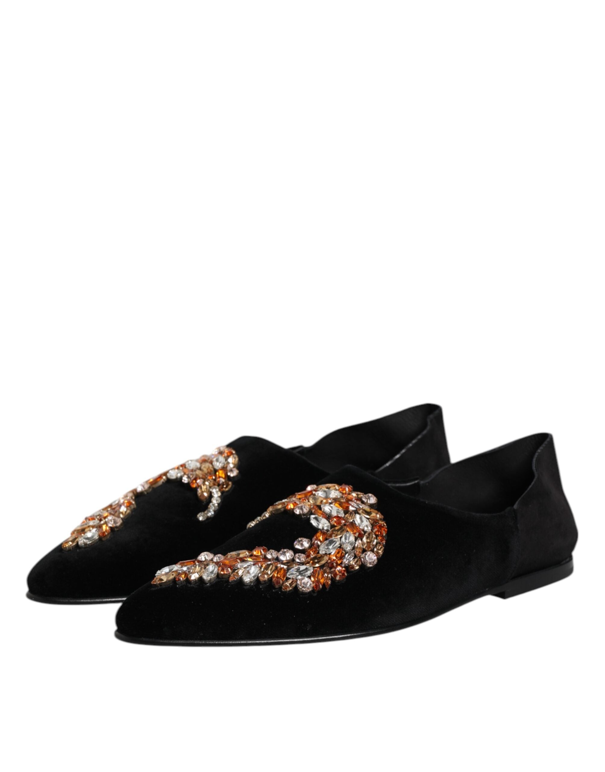 Mocassins à enfiler Dolce &amp; Gabbana en velours noir orné
