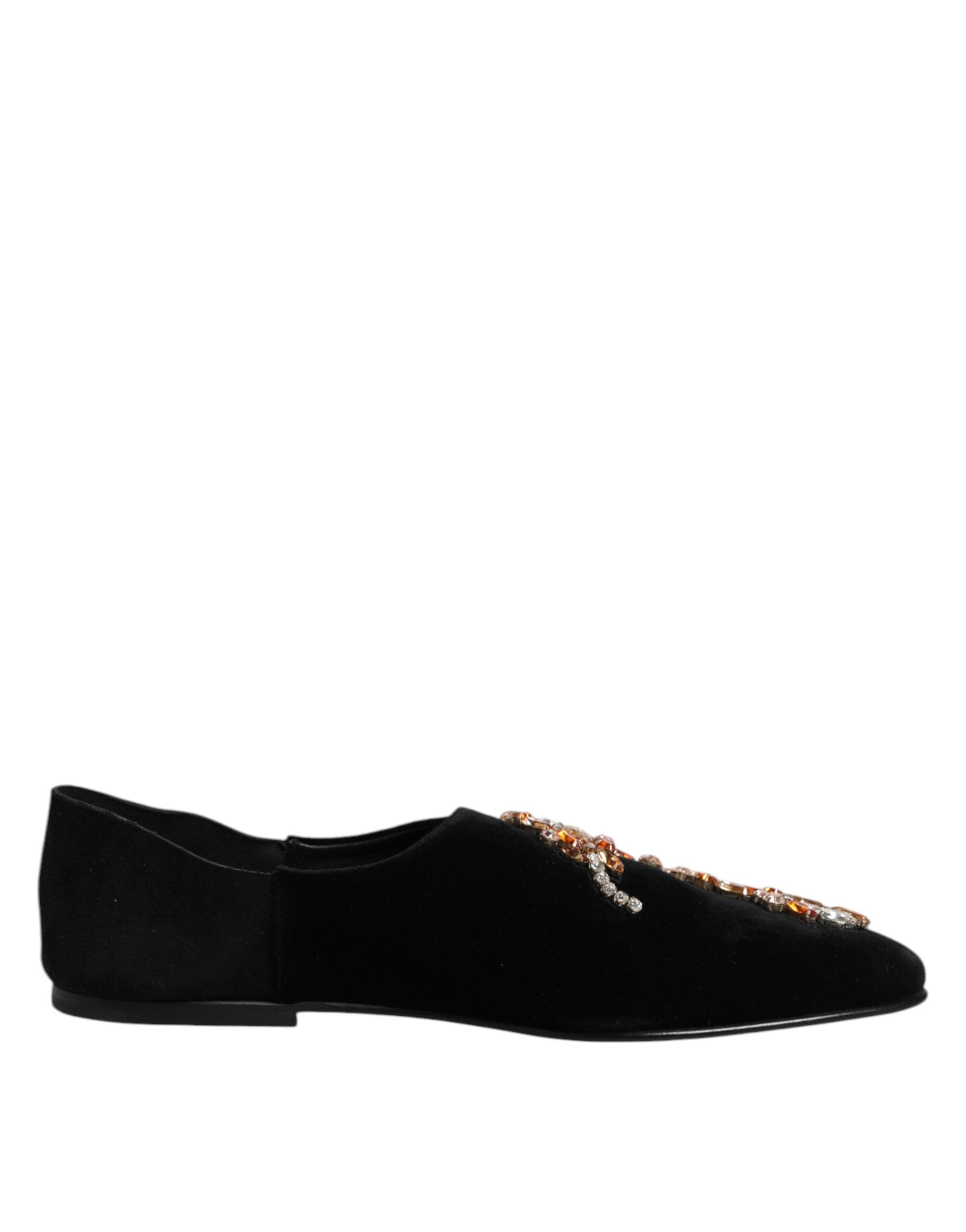 Mocassins à enfiler Dolce &amp; Gabbana en velours noir orné