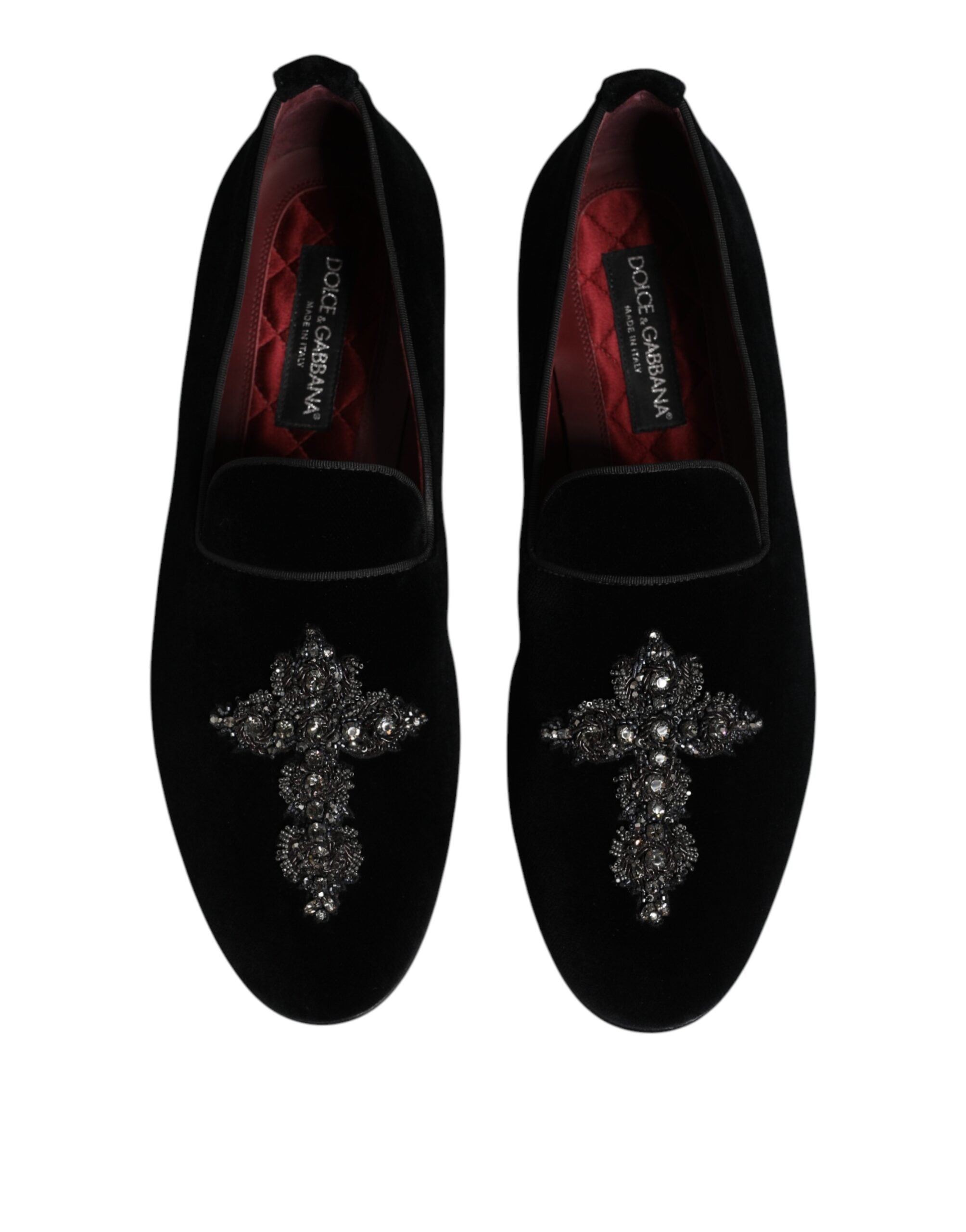 Mocassins à enfiler Dolce &amp; Gabbana en velours noir orné