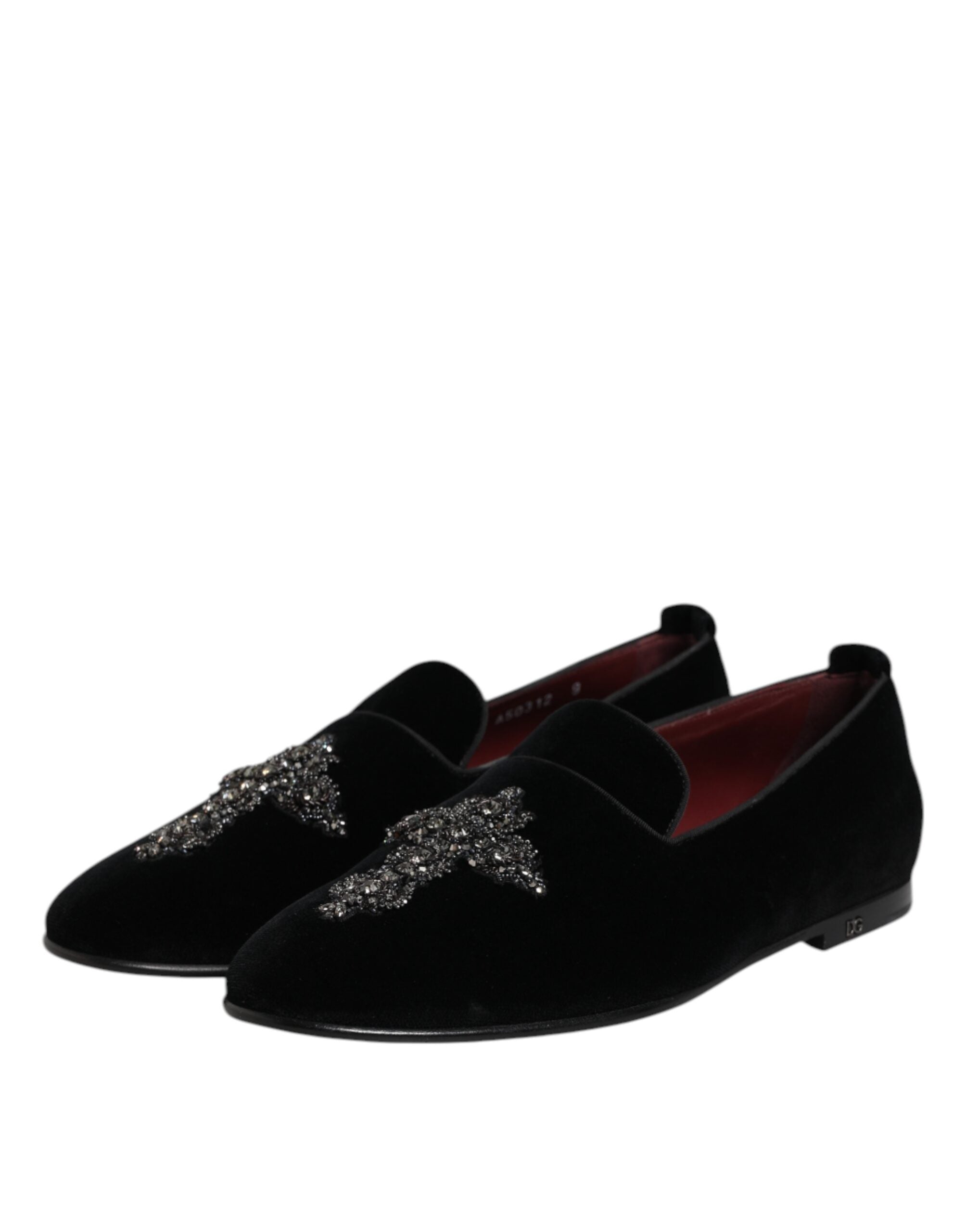 Mocassins à enfiler Dolce &amp; Gabbana en velours noir orné