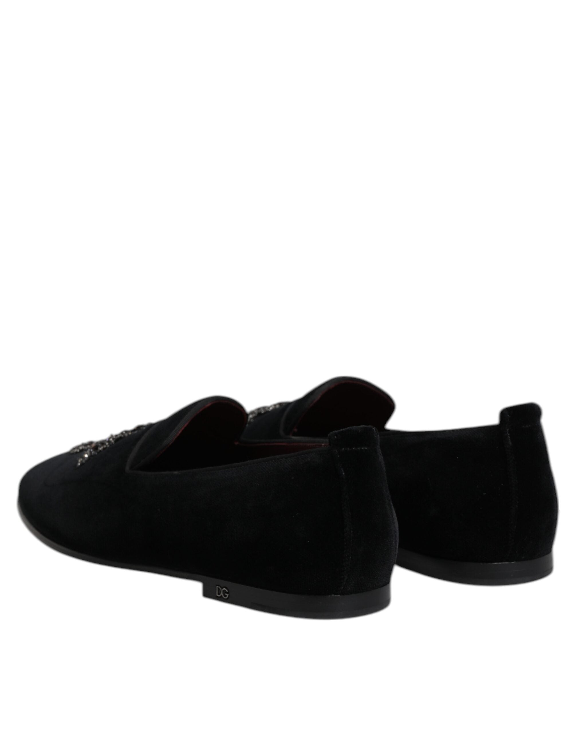 Mocassins à enfiler Dolce &amp; Gabbana en velours noir orné
