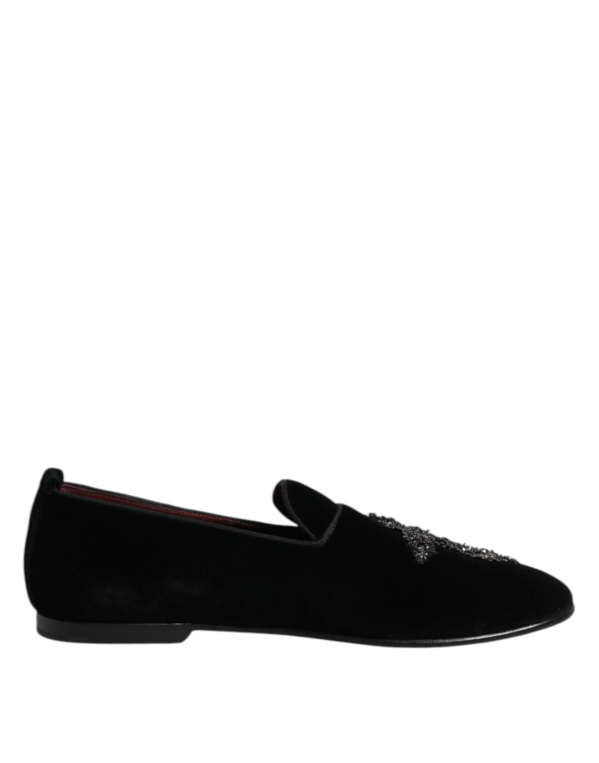 Mocassins à enfiler Dolce &amp; Gabbana en velours noir orné