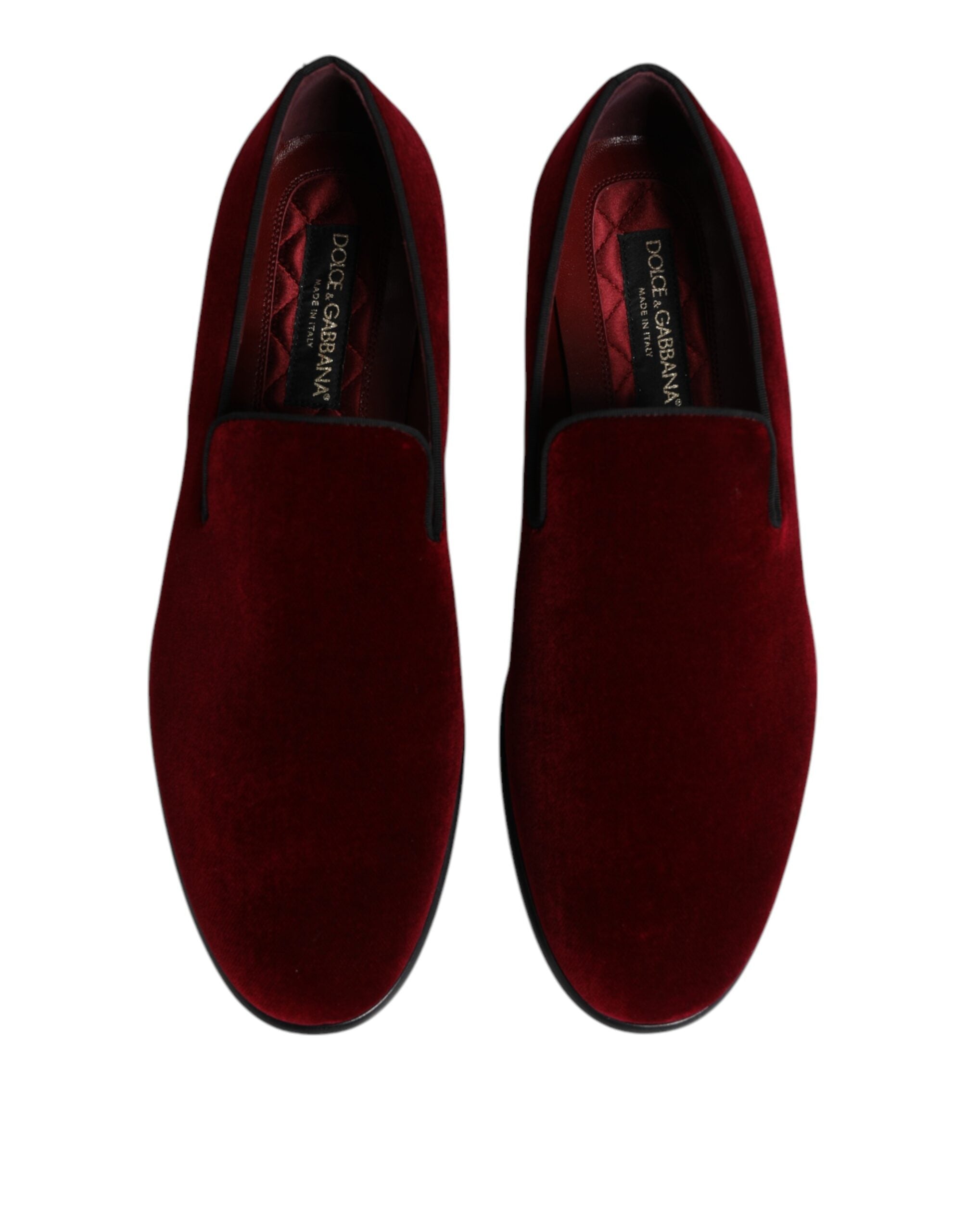 Mocassins à enfiler en velours de coton rouge Dolce &amp; Gabbana